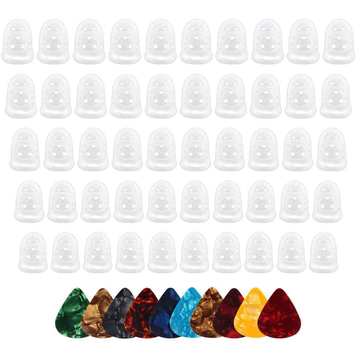 Vbhhy 50Pcs Guitar Silicone Finger Protectors, Guitar Fingertip Protector Caps In 5 Sizes For Beginner Playing Electric Guitar A