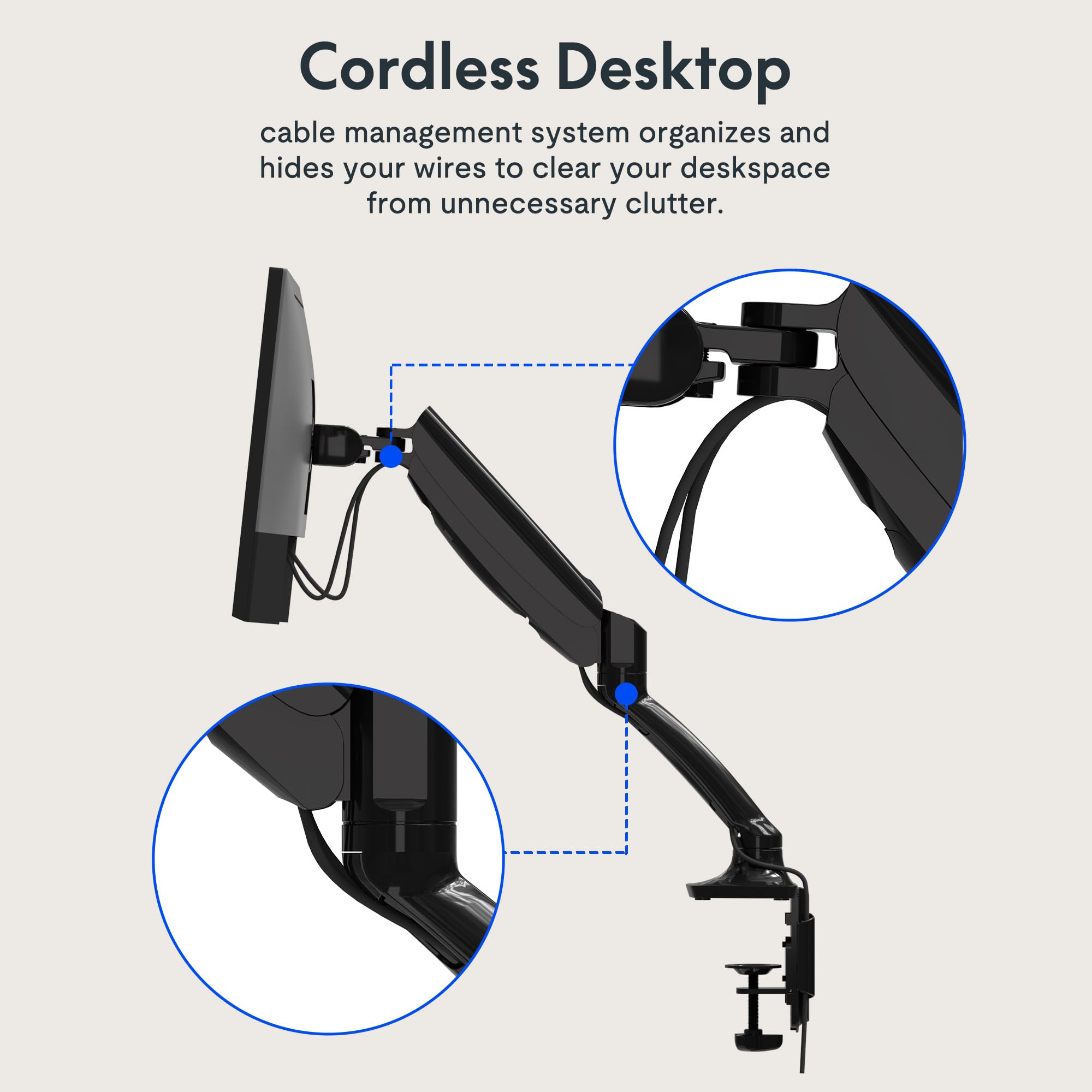 Flexispot Single Monitor Stand For Desk Adjustable Spring Vesa Monitor Mount With C Clamp For 17 To 30 Inch Computer Screens Hea