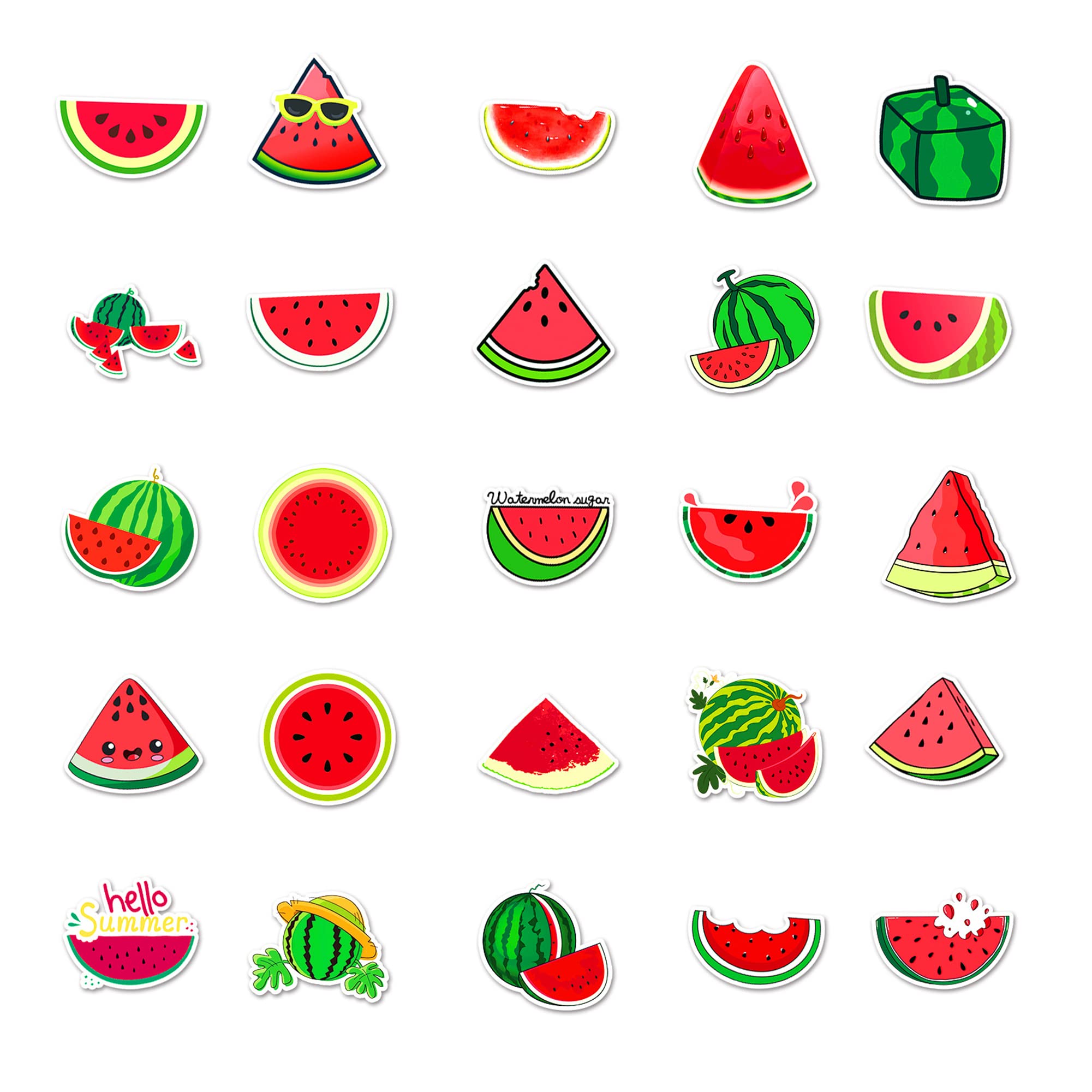 Aiwuding Watermelon Stickers Pack, 50Pcs, Vinyl Decals, Fruit Stickers For Hydro Flask, Laptop, Water Bottle, Stickers For Kids,
