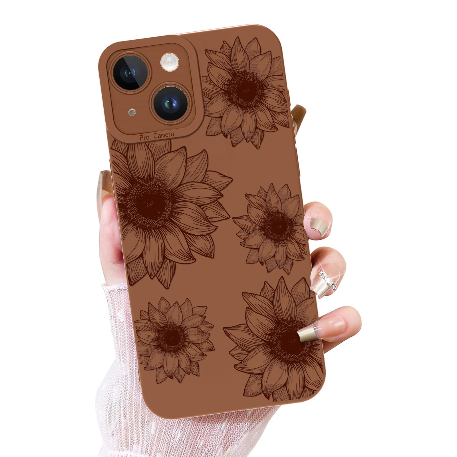 Ook Floral Case For Iphone 15 Plus Case, Cute Sunflower Floral Blooms Design Soft Tpu Shockproof Protective For Women Girls Slim