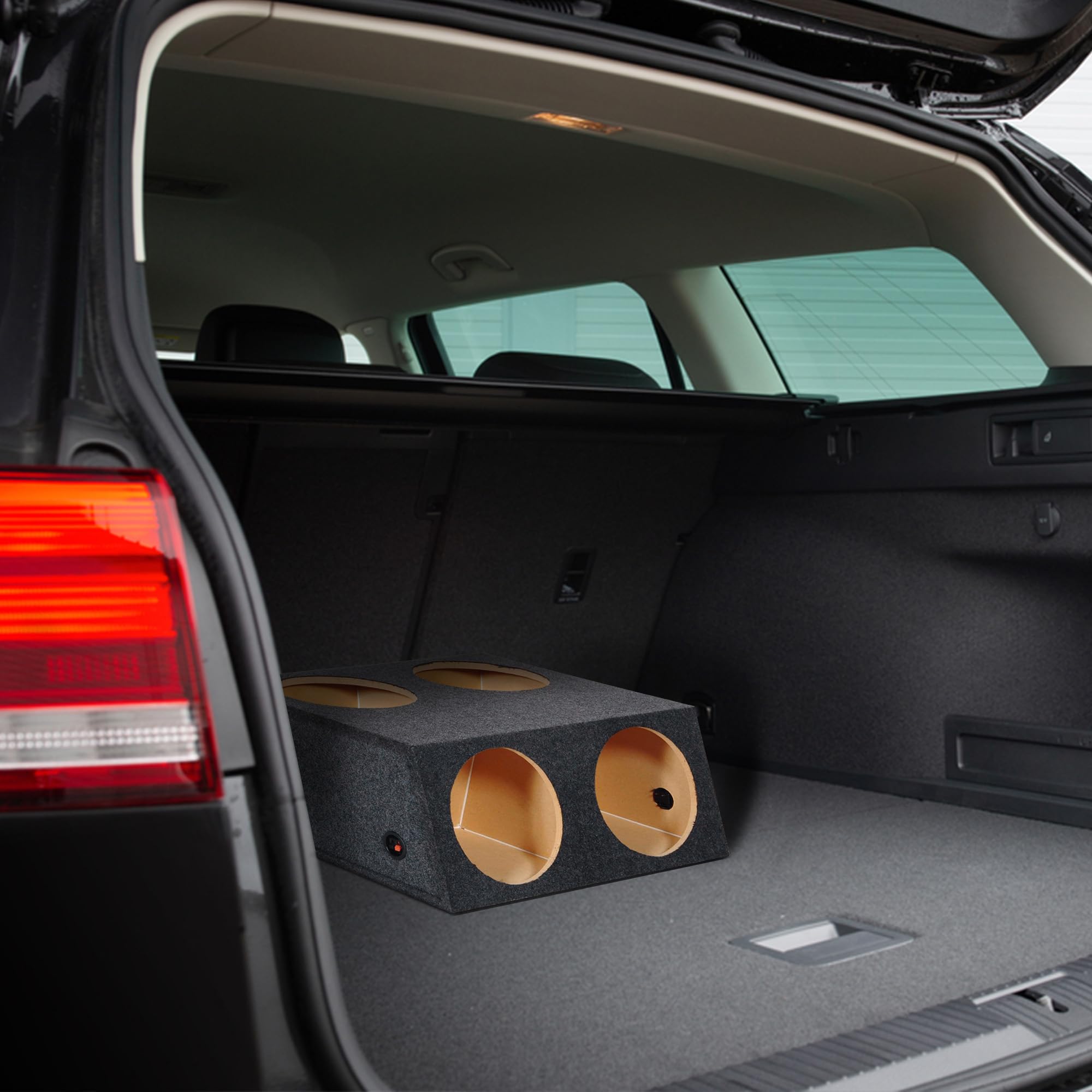 Qpower Quad Easy Set 4 Hole 12 Inch Sealed Divided Speaker Box Subwoofer Enclosure Mdf Construction Carpeted Car Audio Universal