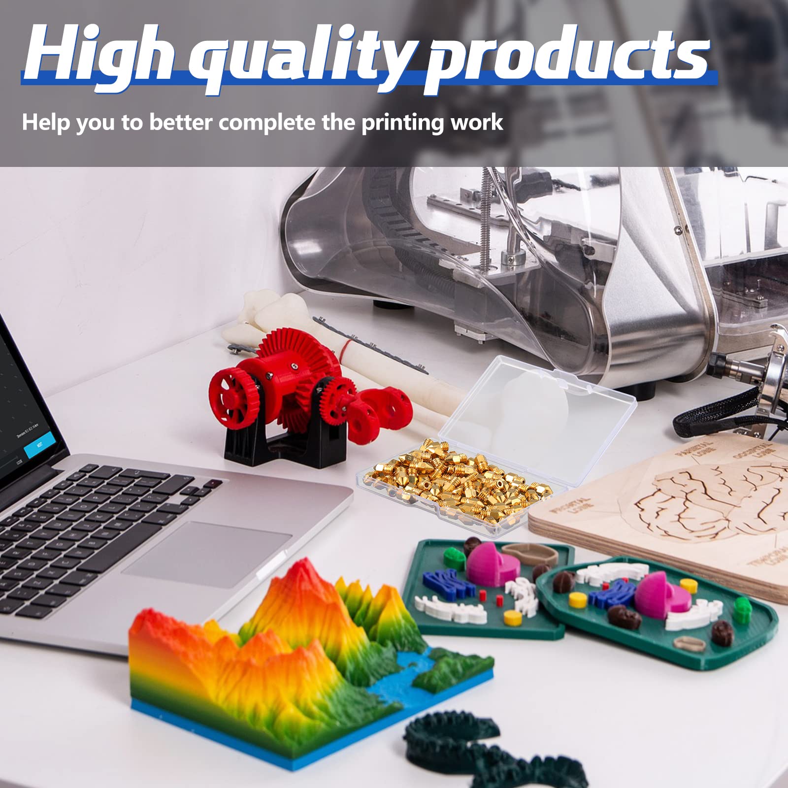 75 Pieces 0.4 Mm Mk8 3D Printer Brass Extruder Nozzles Hardened 3D Printer Tips Compatible With Makerbot, Creality Cr 10, Ender