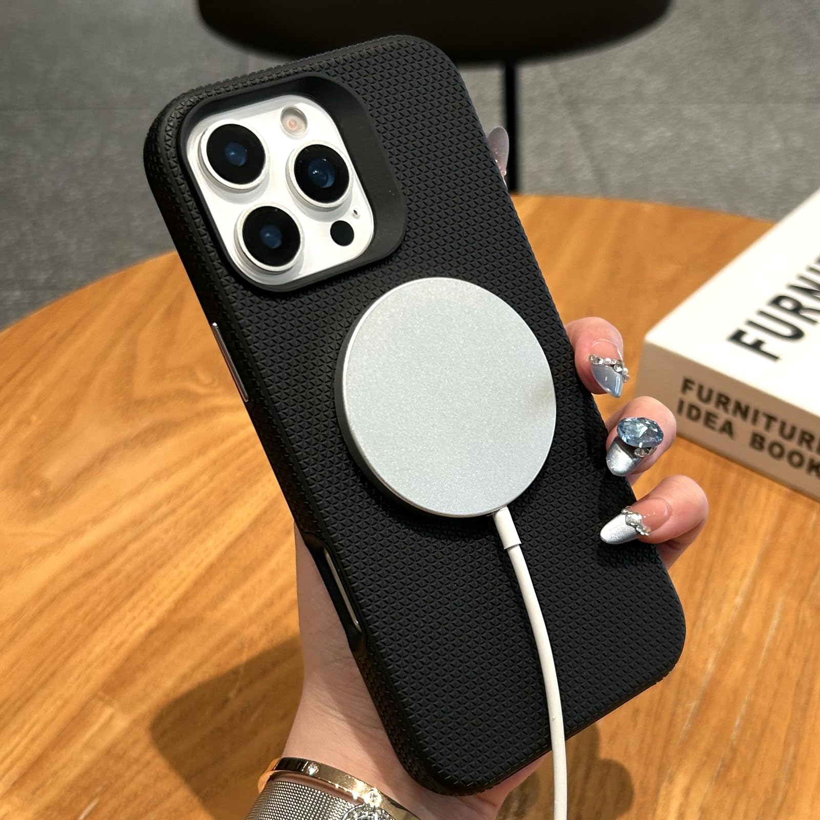 Roymonkey For Iphone 16 Pro Max Case Compatible With Magsafe, Non-Slip Dual Layers, Classic Hybrid Hard Back Phone Case, Shockpr