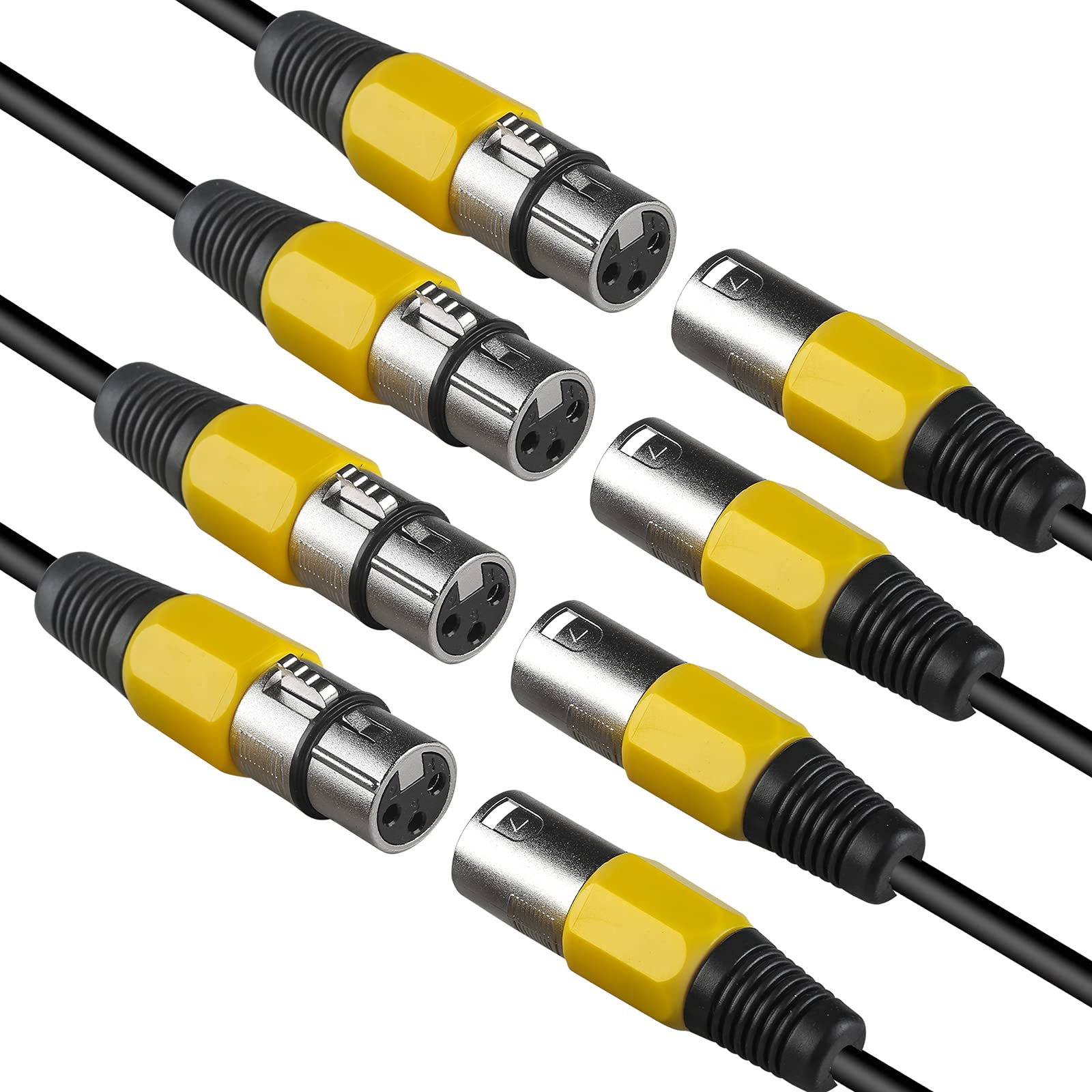 Mad Owl 4 Packs 3 Pin Xlr Connector   Cannon Dmx Cable Male/Female Adapter, Panel Mount Microphone Cable Connector For Stage Lig