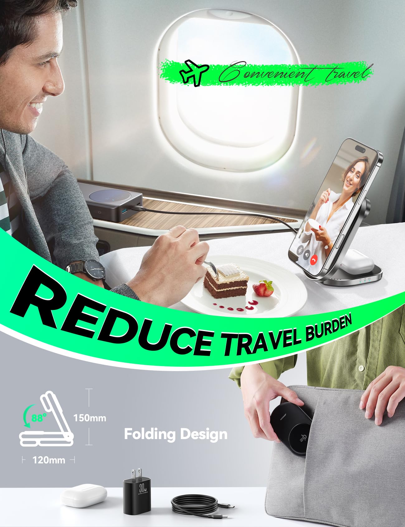 Qi2 3 In 1 Wireless Charging Station,Joyroom 15W Fast Wireless Charger Stand For Iphone 16/15/14/13, Apple Watch, Airpods, Magne