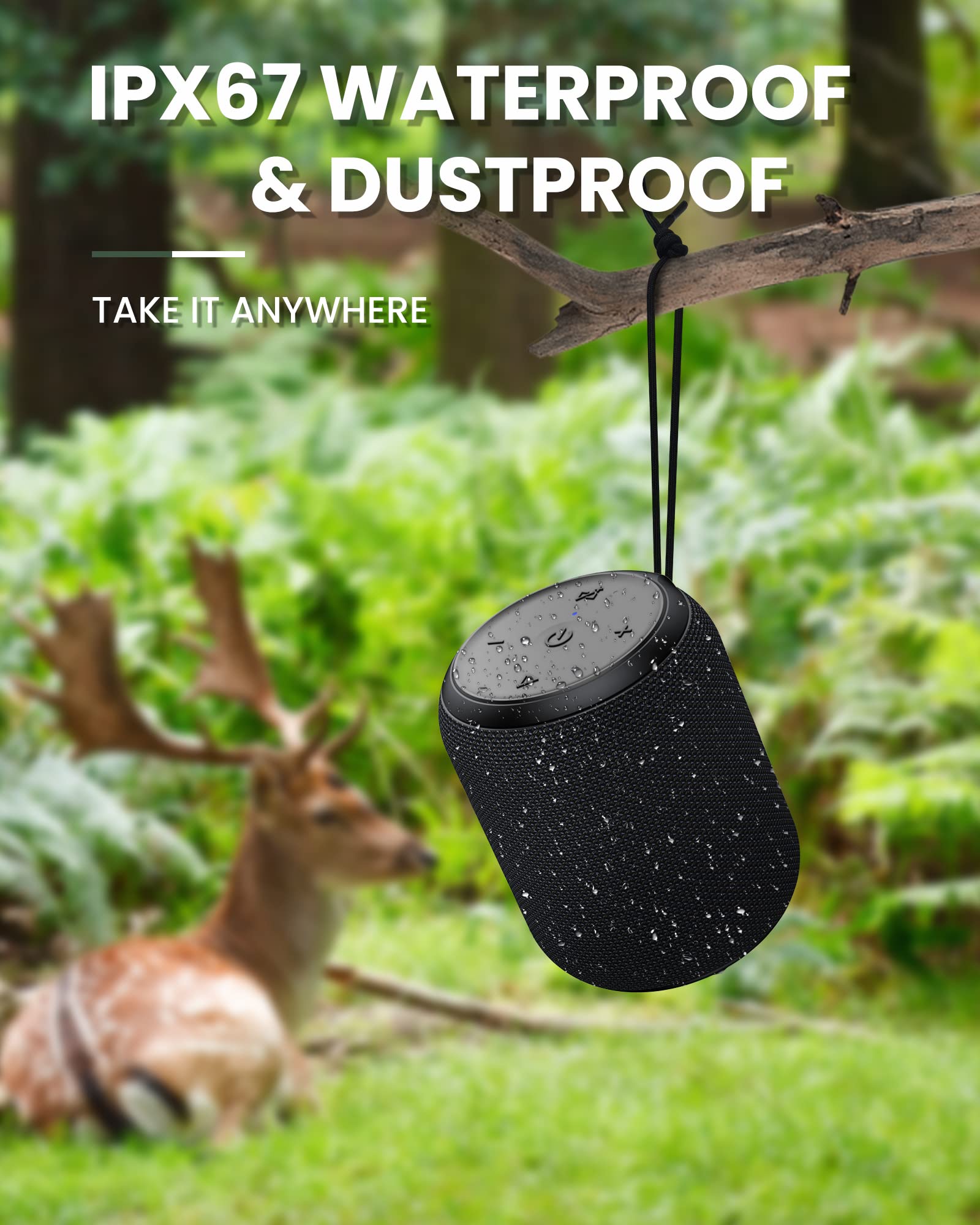 Notabrick Bluetooth Speakers, 15W Portable Speakers Bluetooth Wireless V5.0 With Stereo Sound, Active Extra Bass, Ipx6 Waterproo