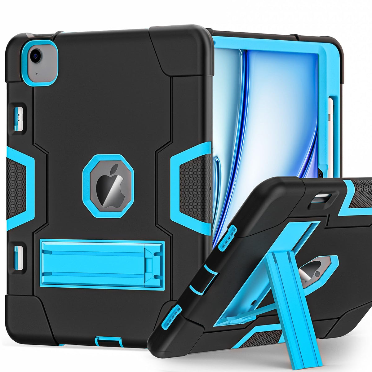 Tsqqst For Ipad Air 11 Inch Case M2 2024, Full Body Protection Shockproof Kids Case Cover With Stand Pencil Holder For Ipad Air