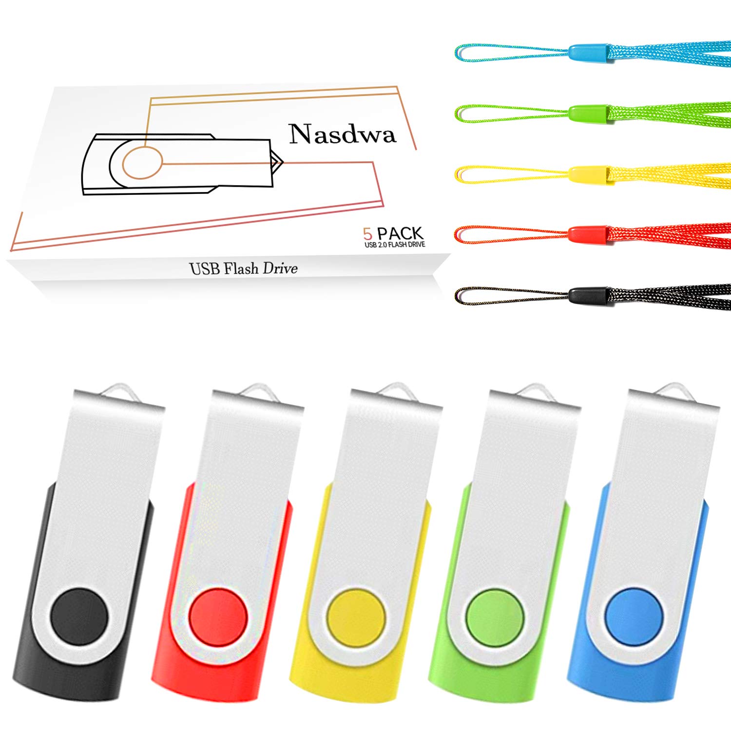 16Gb Usb Flash Drive Nasdwa 5 Pack Usb 2.0 Memory Stick Thumb Drive Pen Drive Jump Drives Usb Stick