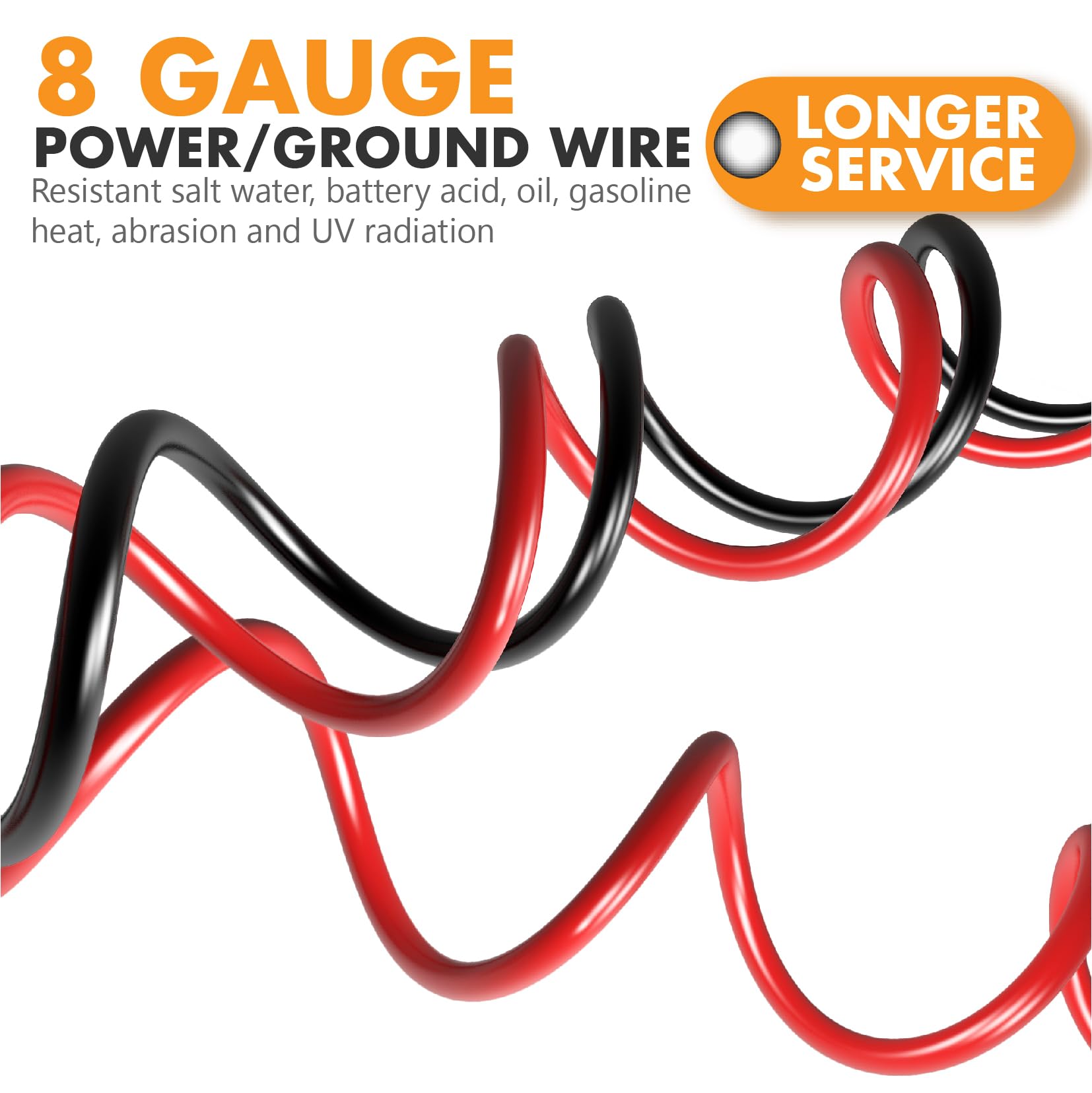 Jeemiter 8 Gauge Wire, 50Ft Copper Clad Aluminum Caa, Primary Automotive Wire, Car Amplifier Power & Ground Cable, Rv Trailer Wi