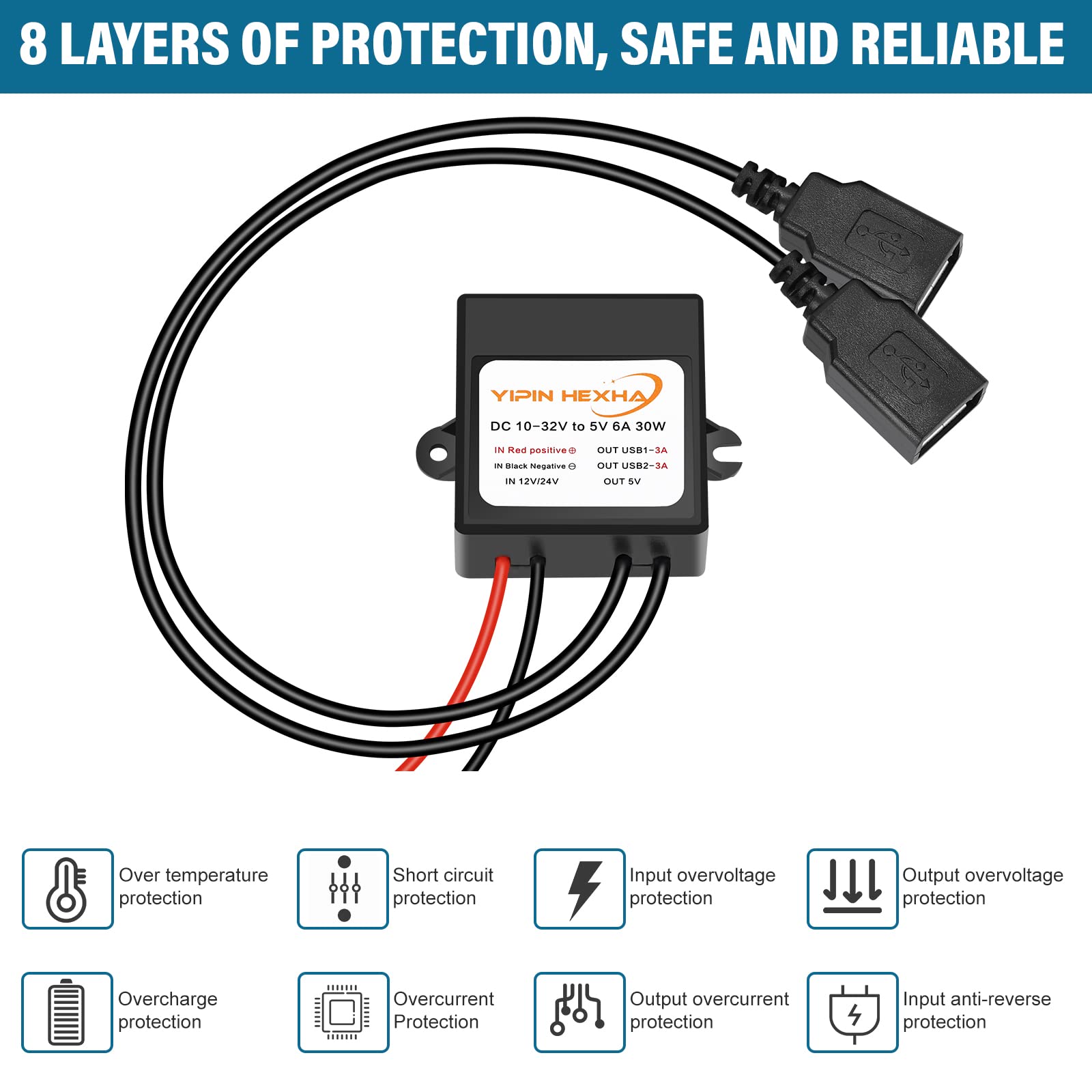 Dc Converter 12V 24V To 5V 6A 30W Dual Usb Female Dc Dc Buck Converter Power Adapter Step Down Module