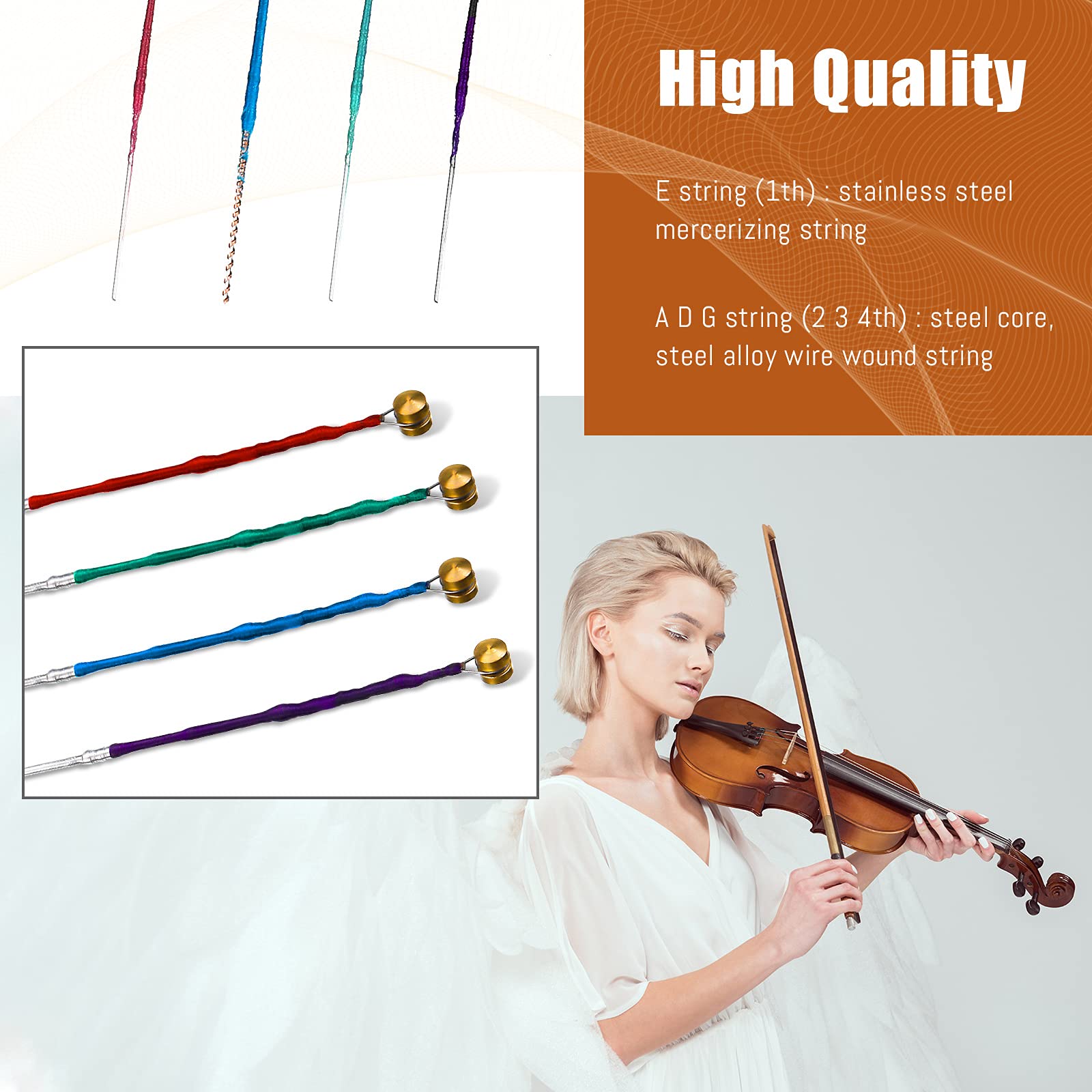 8 Pieces Violin Strings Universal Full Set (G D A E) 4/4 Violin Universal String Steel Core Violin Fiddle String Strings For Ins