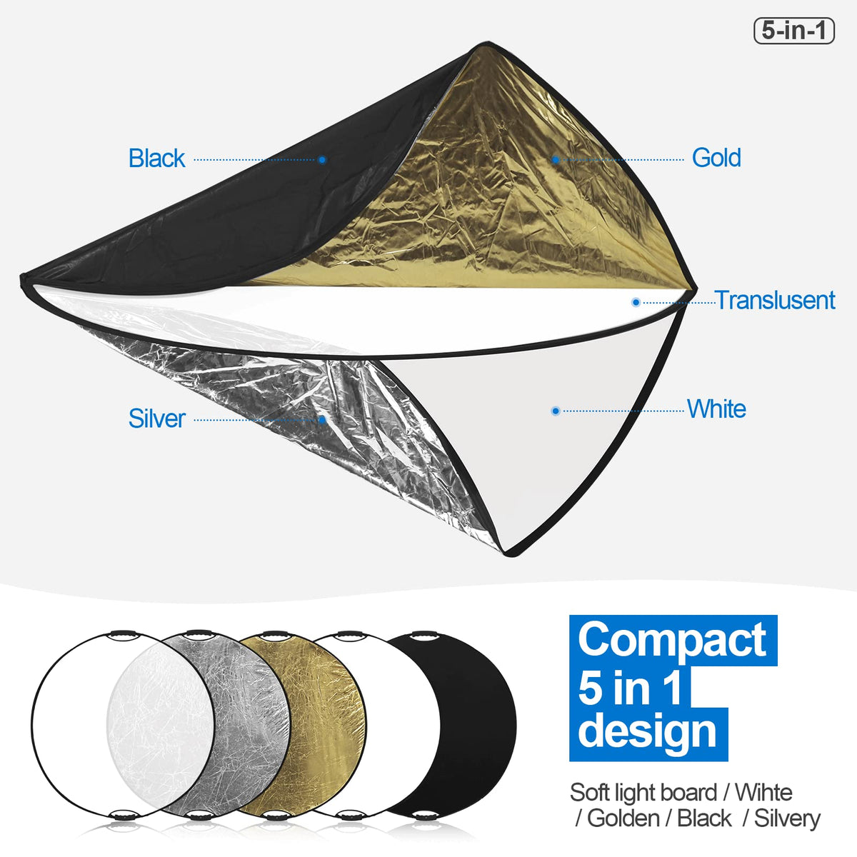 Wellmaking 32 Inch (80Cm) Reflector Photography, Collapsible Light Ref ...