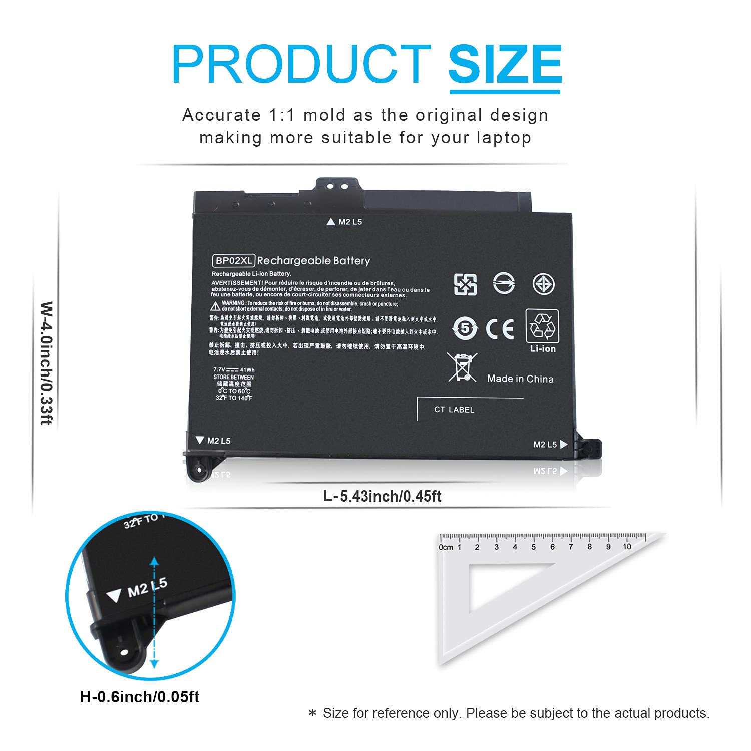 Bp02Xl 849909-850 Battery For Hp Pavilion 15-Au000 15T-Au100 15T-Au000 15Z-Aw000 15-Au123Cl 15-Au023Cl 15-Au091Nr 15-Au063Cl 15-