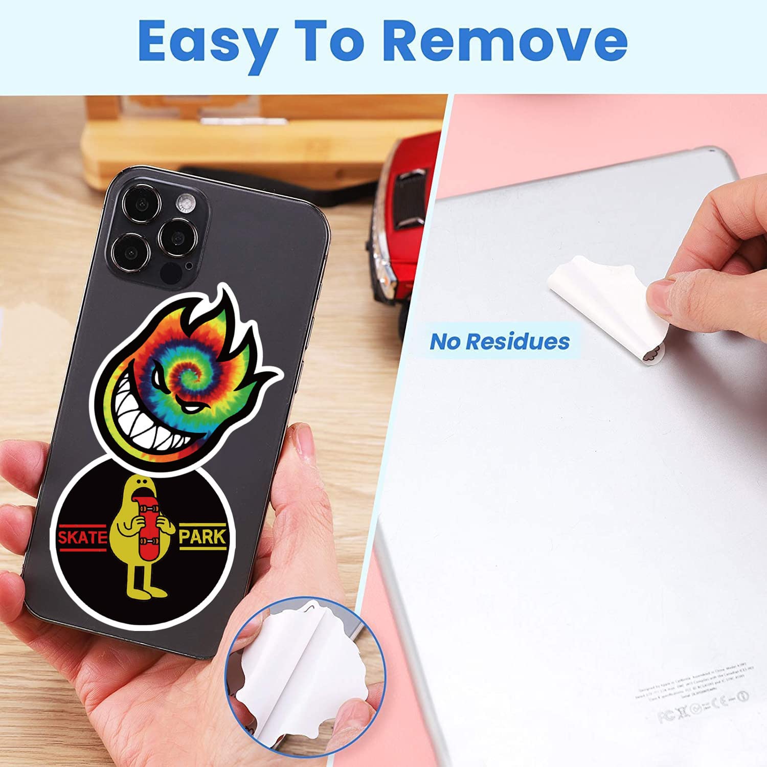 Loahayeii Skateboard Stickers - 100 Pcs Waterproof Vinyl Decals for Laptop, Water Bottle, Phone - Cool Design for Teens & Adults