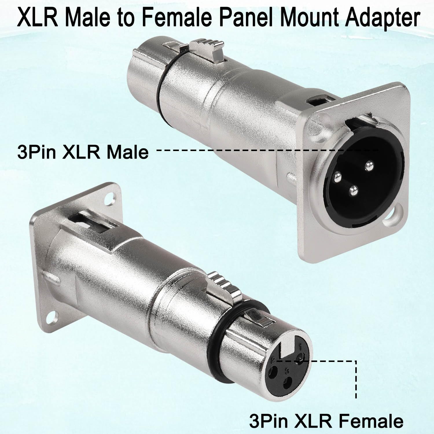 Qianrenon Xlr Male To Female Panel Mount Adapter - 3Pin Plug To Jack Connector, Feedthrough Bulkhead Coupler For Mic Sound Mixer