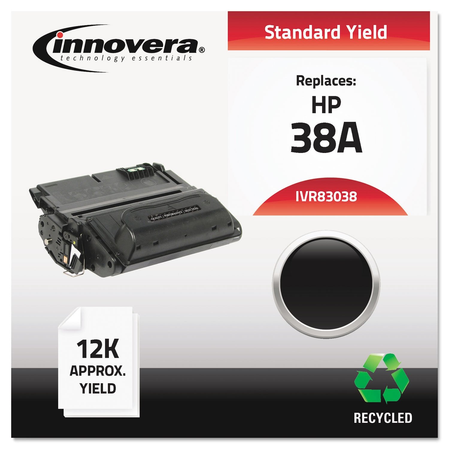 Innovera Remanufactured Black Toner, Replacement For 38A (Q1338A), 12,000 Page Yield