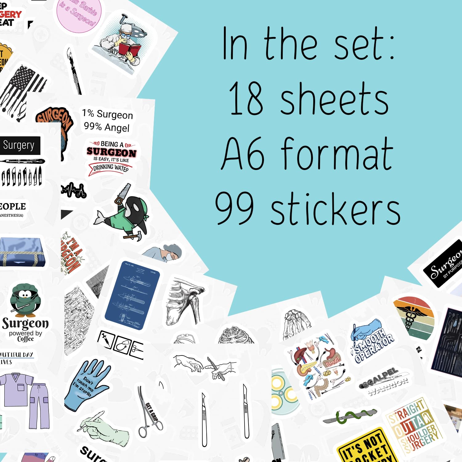 100Pcs Surgeon Stickers For Water Bottle & Laptop   Surgeon Gifts For Women And Men, Surgery Accessories