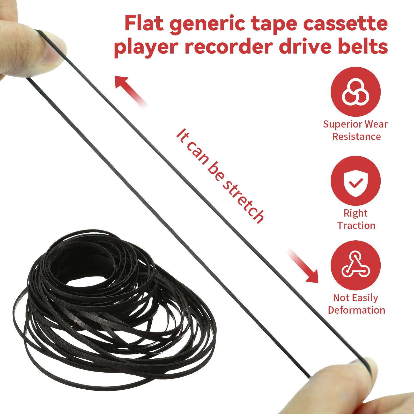 Recorder Rubber Belt   Cassette Recorder Repair Maintenance Mix Flat Cassette Tape Machine Rubber Belts 40 135 Mm (50Pcs) (Width