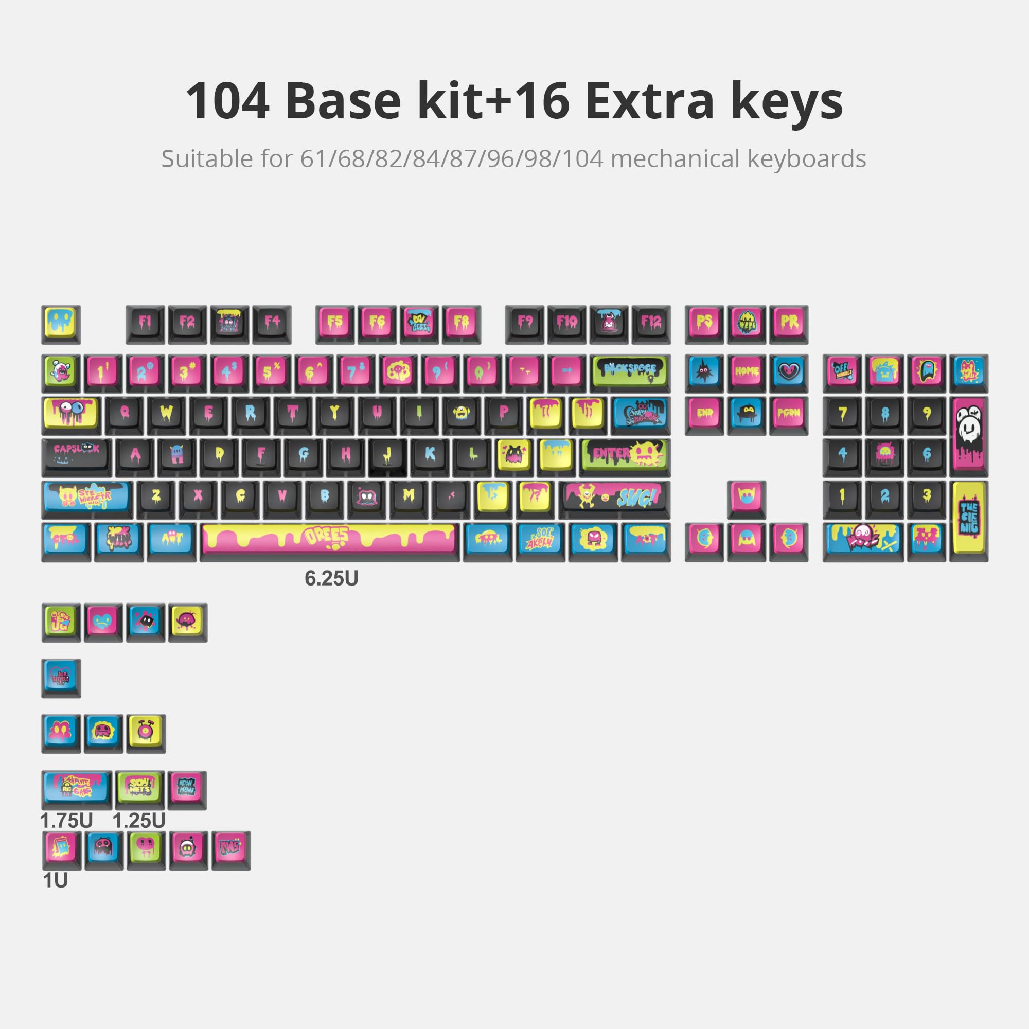Fogruaden Pudding Keycaps 60 Percent, 120 Dye Sublimation Keycaps Set, Asa Profile Custom Keycaps For Cherry Gateron Mx Switches