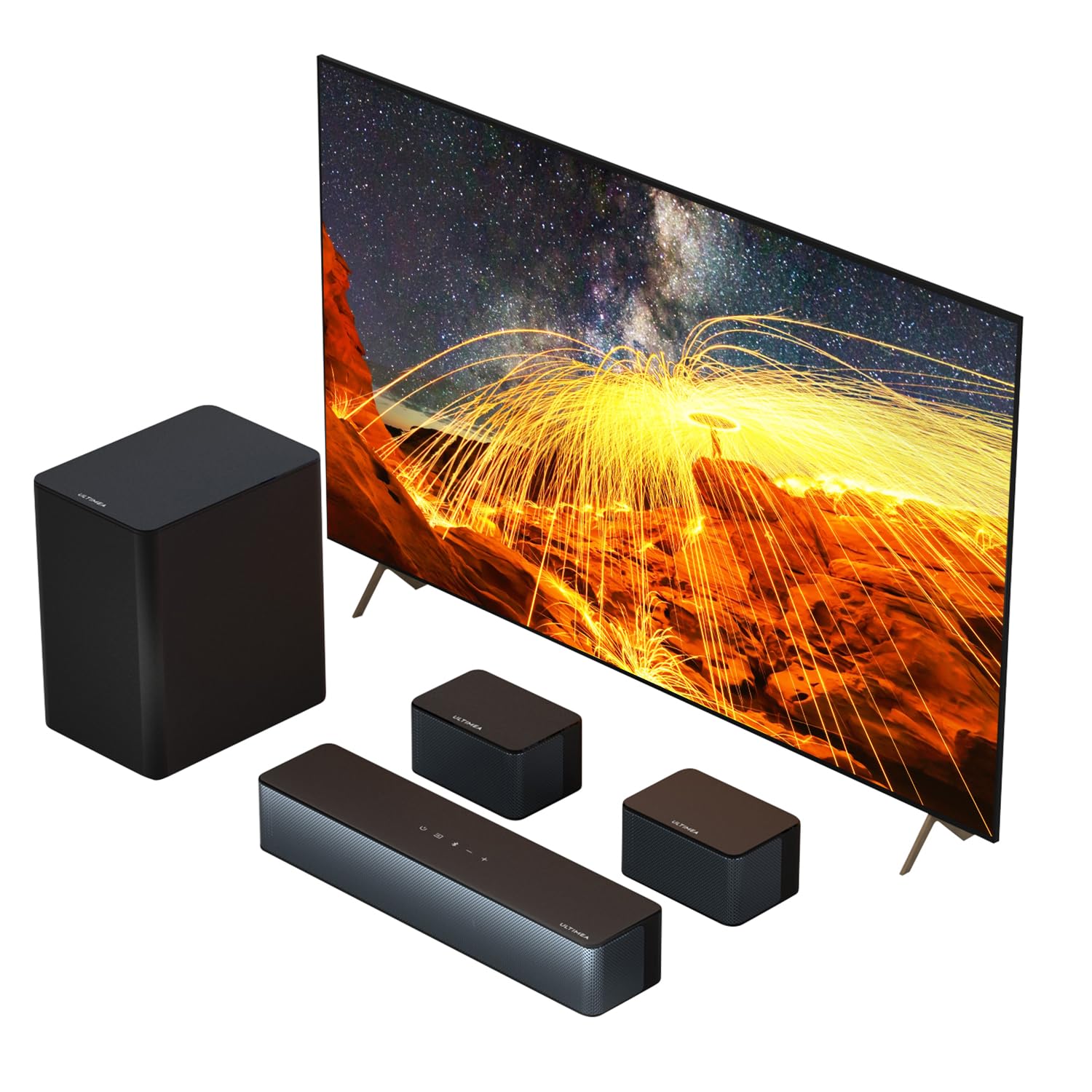 Ultimea 5.1 Virtual Surround Sound Bar, 320W Home Theater Surround System With Adjustable Speakers & Subwoofer, Tv Speaker Sound