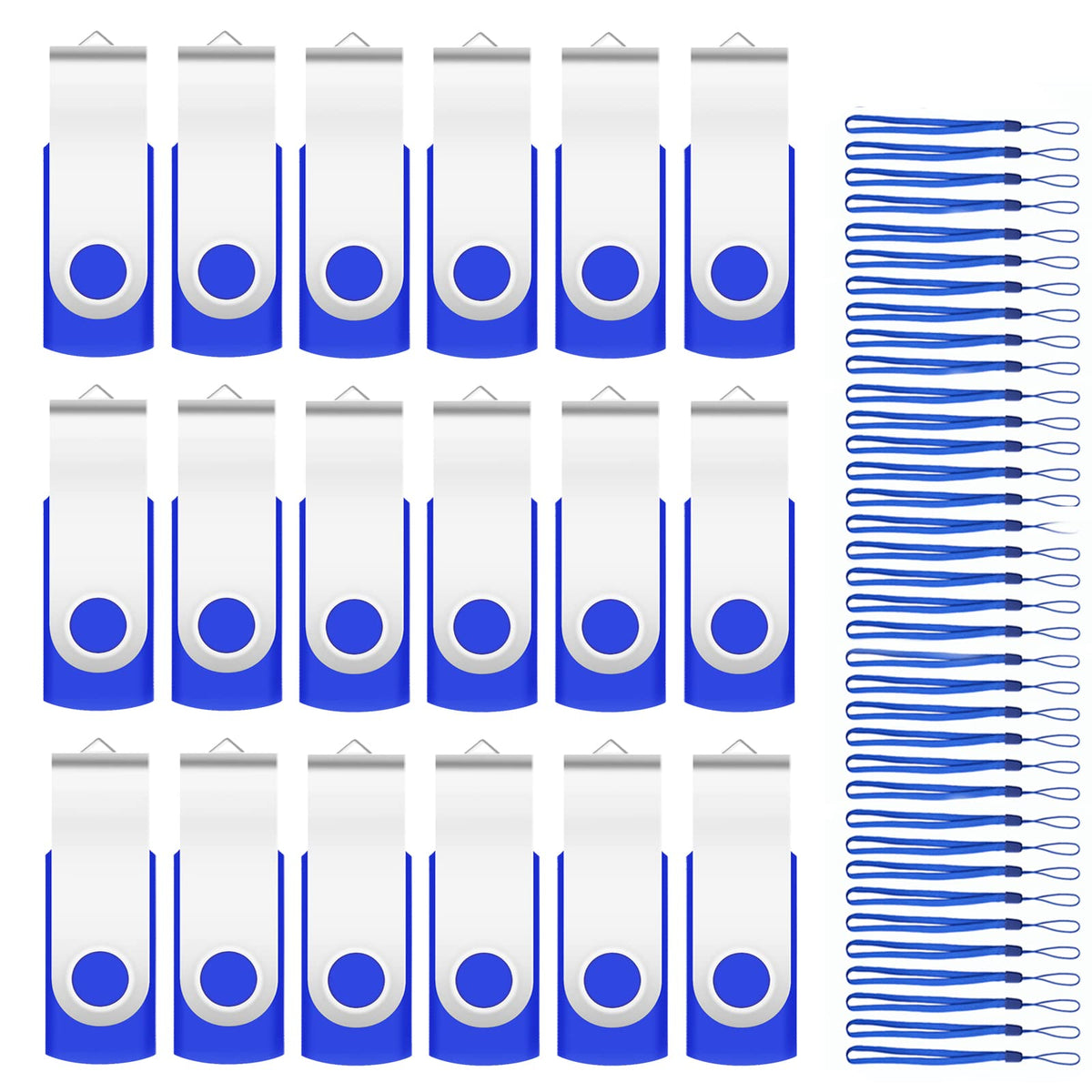 100Pack Of 16Gb Bulk Flash Drives Eastbull Flash Drives Pack Usb 2.0 Thumb Drives Bulk Swivel Usb Drives Bulk With Strings (16Gb