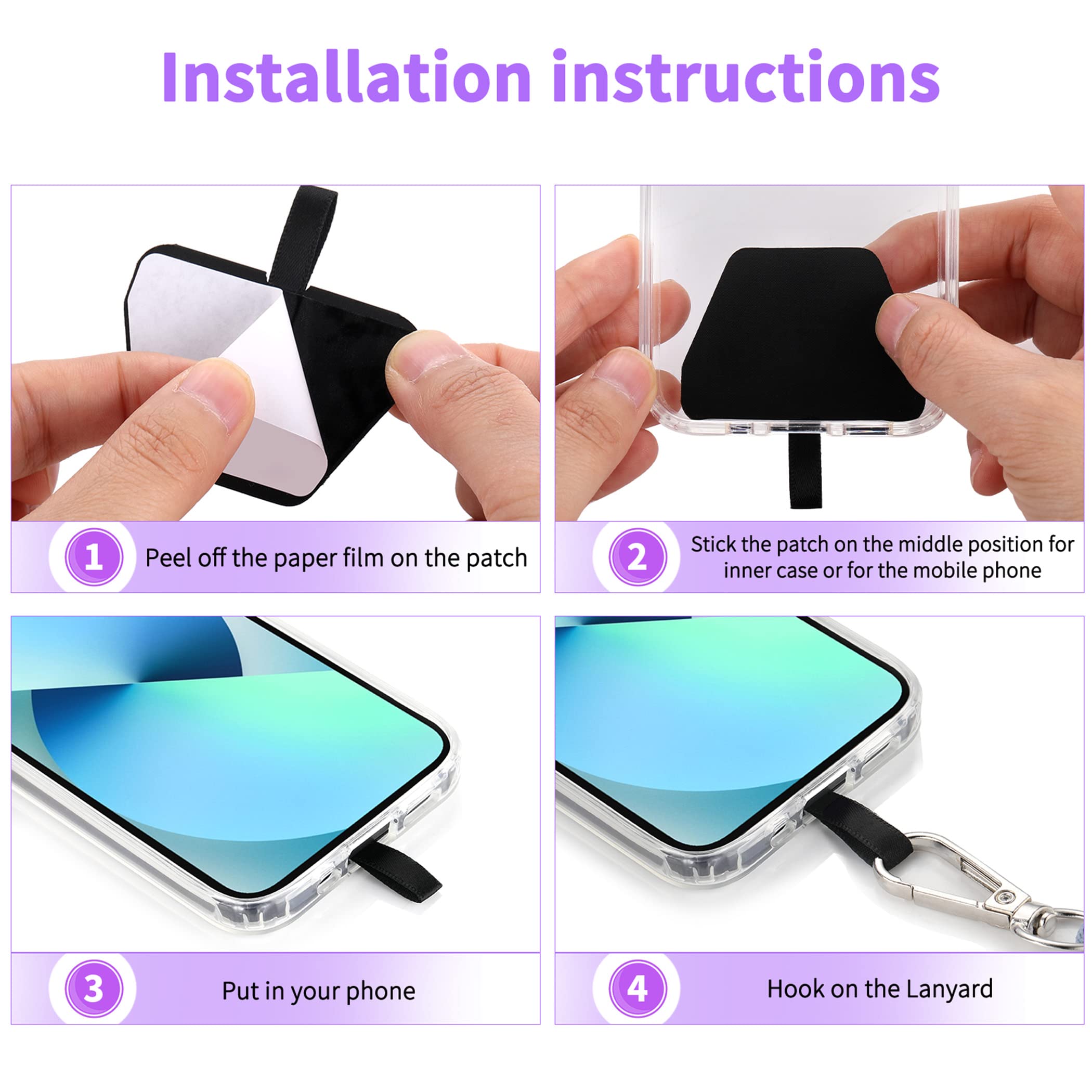 Cacoe Phone Lanyard 2 Pack 2   Adjustable Neck Strap,4   Phone Patches,Universal Crossbody Cell Phone Lanyards,Multifuctional Pa