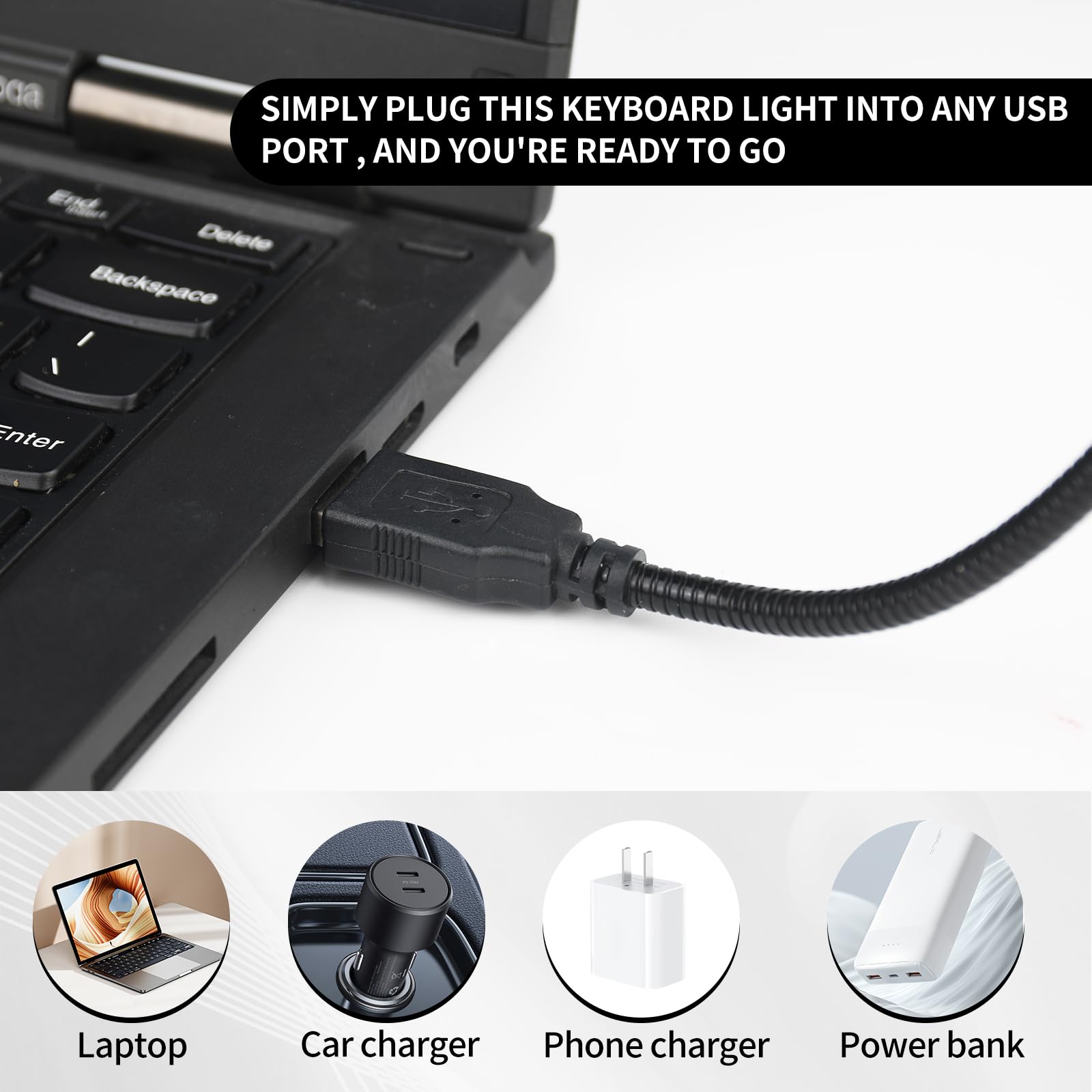 Czbro 2 Pcs Keyboard Light Portable Usb Led Light For Keyboard 10 Lamp Beads Led Laptop Light With Long Gooseneck Flexible Stick