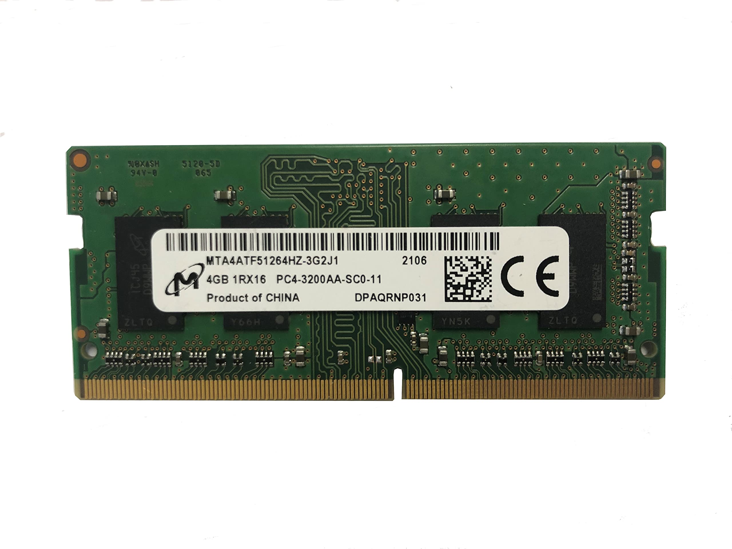Micron 4Gb Ddr4 3200Mhz Pc4 25600 1.2V 1R X 16 Sodimm Laptop Ram Memory Module Mta4Atf51264Hz 3G2J1, Oem Package