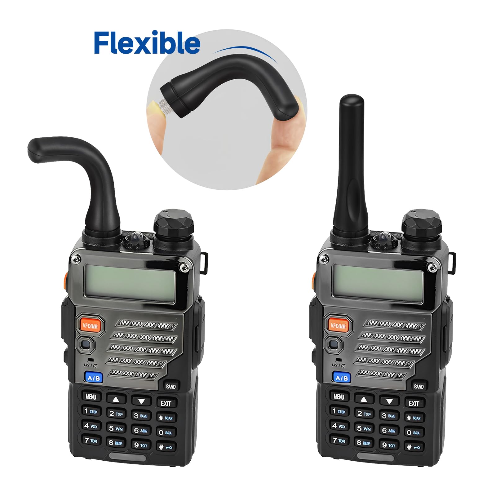 Bingfu Ham Radio 435 Mhz Uhf Antenna 2 Pack Two Way Radio Walkie Talkie Short Soft Whip Rubber Antenna 2.28Inch For Kenwood Woux