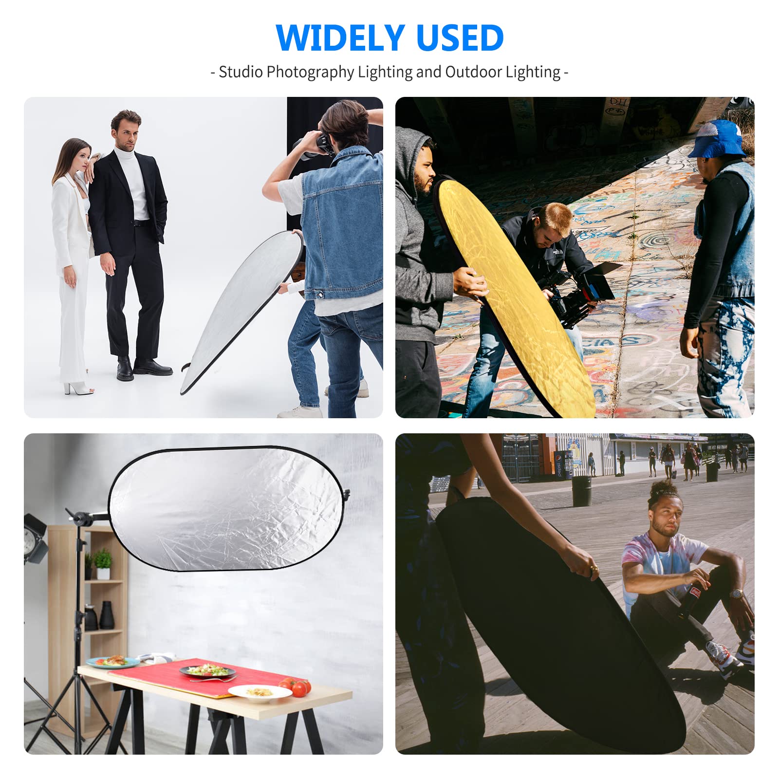 Neewer 31''X47''/80X120Cm Light Reflectors For Photography, Portable 5 In 1 Collapsible Multi Disc With Bag   Translucent, Silve