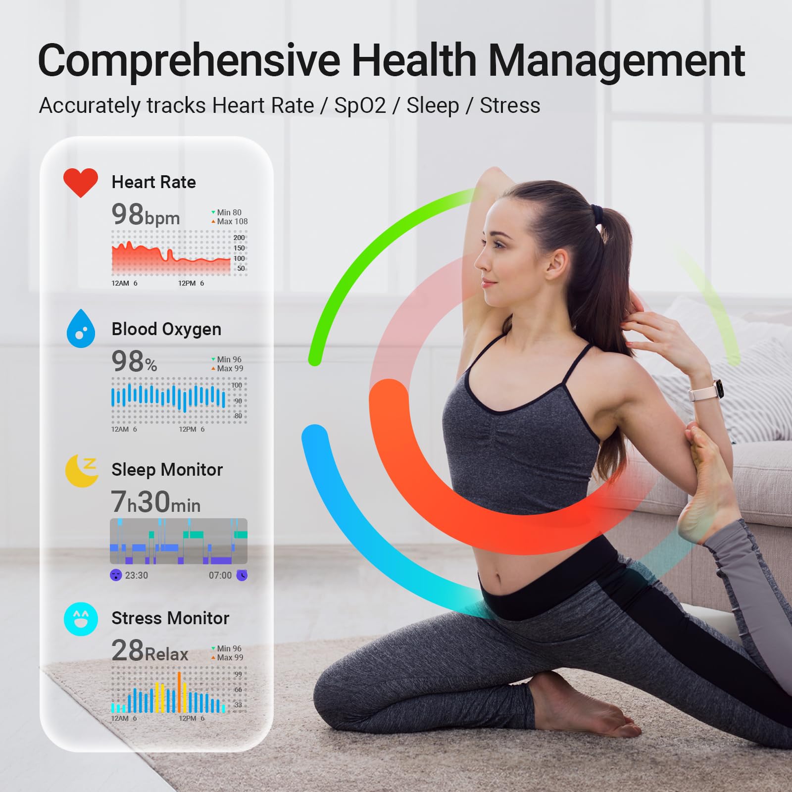 Smart Watches For Women For Android Iphone, 1.99' Amoled Screen Fitness Watch With Bluetooth Call (Make/Answer), Heart Rate/Spo2/Sleep Monitor, 3Atm Waterproof, 12 Days Battery, 105 Sport Modes