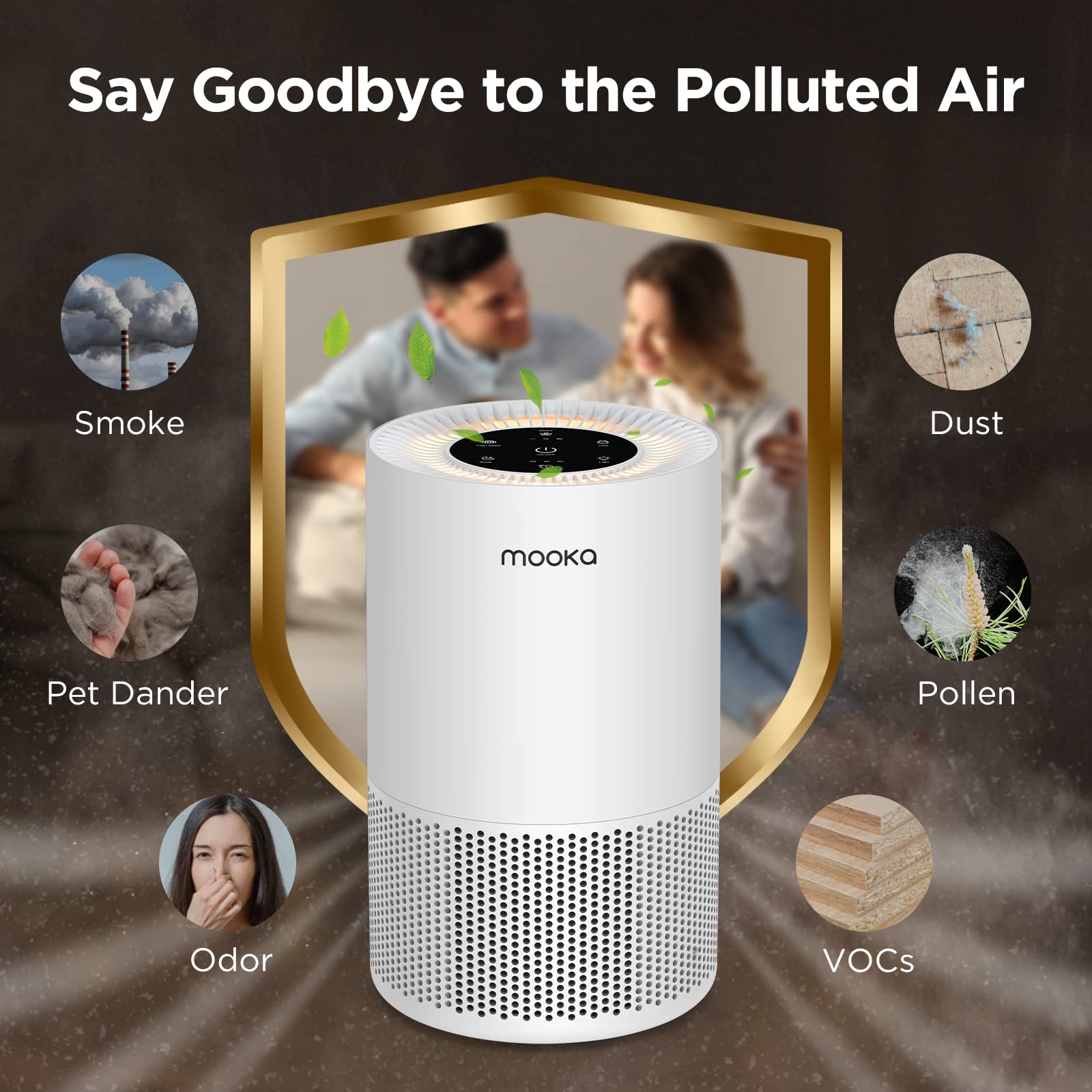 Air Purifiers For Home Large Rooms Up To 1200Ft, Mooka H13 True Hepa Air Purifier For Bedroom Pets With Fragrance Sponge, Timer,