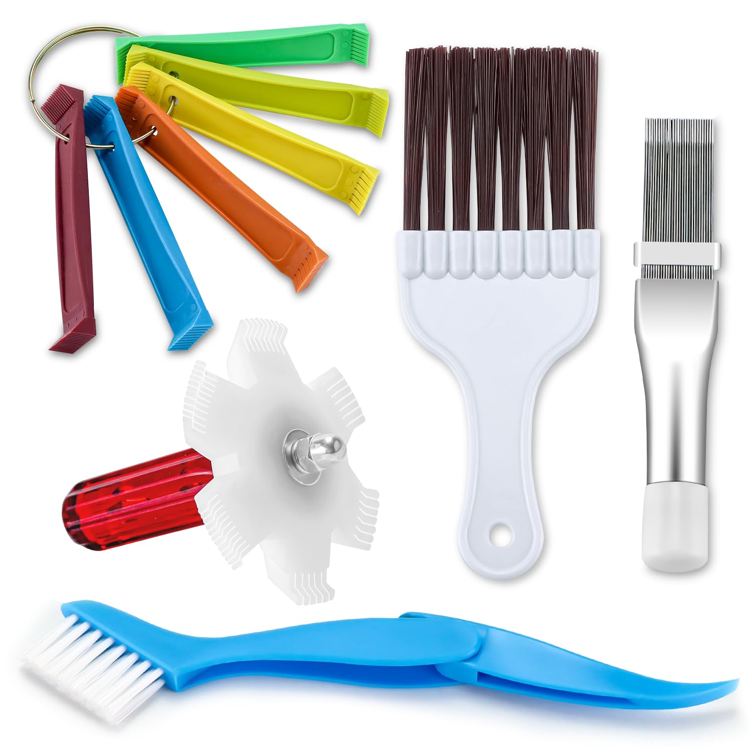 Cenipar 5Pcs Air Conditioner Condenser Fin Comb Set Include Fcr6 Fin Comb, Metal Radiator Fin Comb, Plastic Air Conditioner Fin