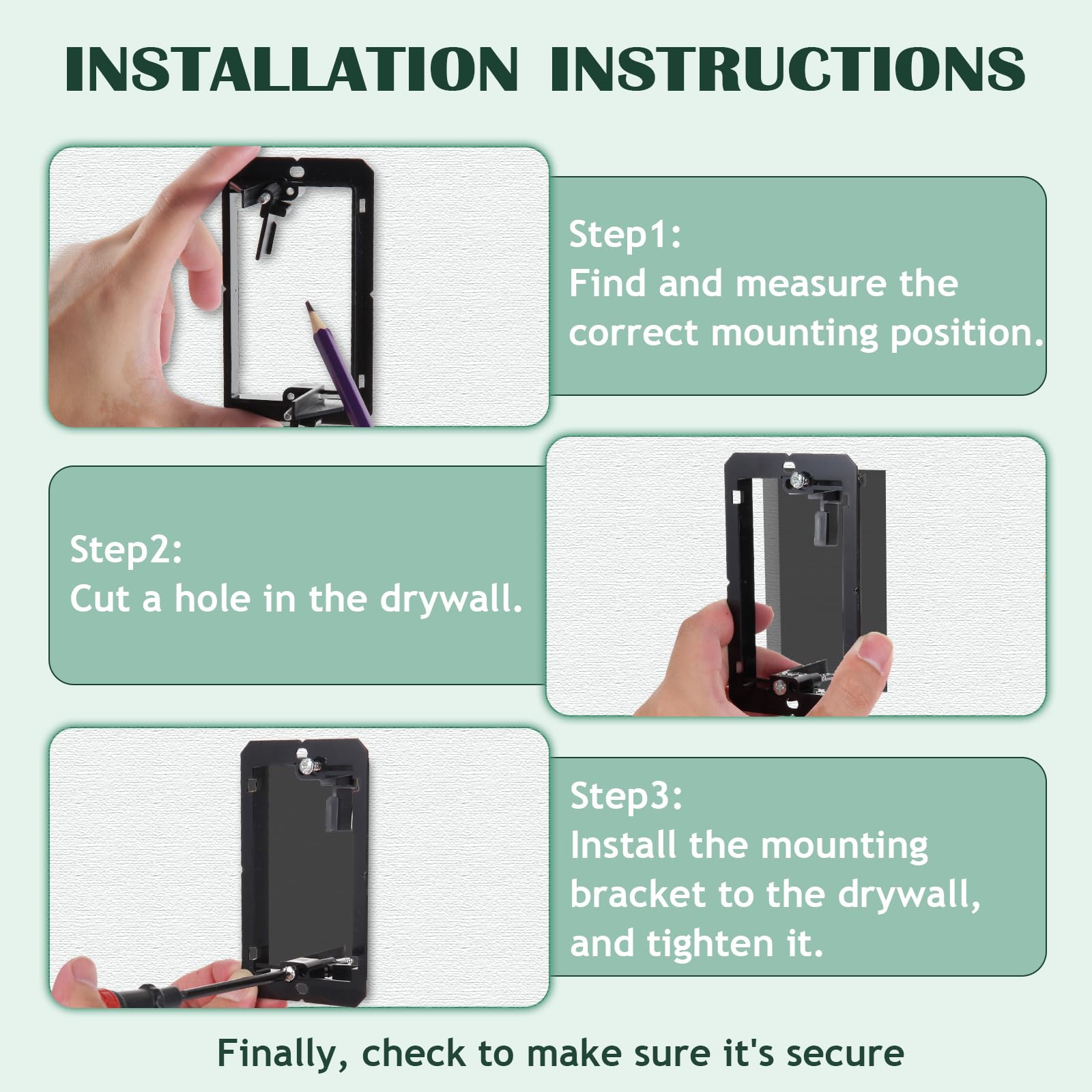 20 Pack Single Gang Low Voltage Mounting Bracket, Wall Plate Cable Pass Through, Multipurpose Drywall Mounting Wall Plate Bracke