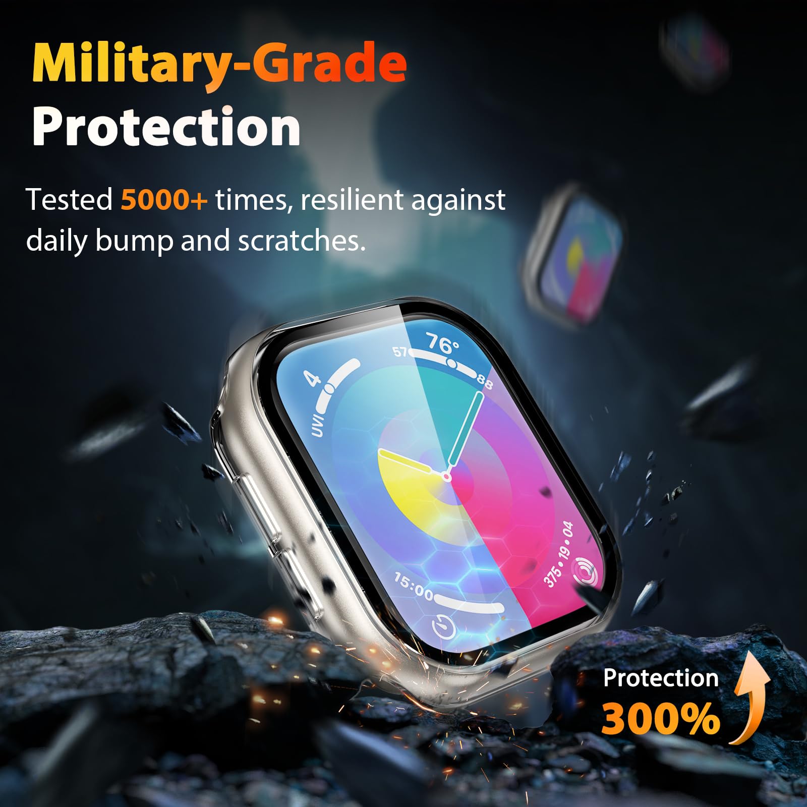 Ewuonu 2 Pack Hard Case For Apple Watch Series 10 42Mm Screen Protector, Tempered Glass Bumper Anti Scratch Hd Ultra Thin Protec