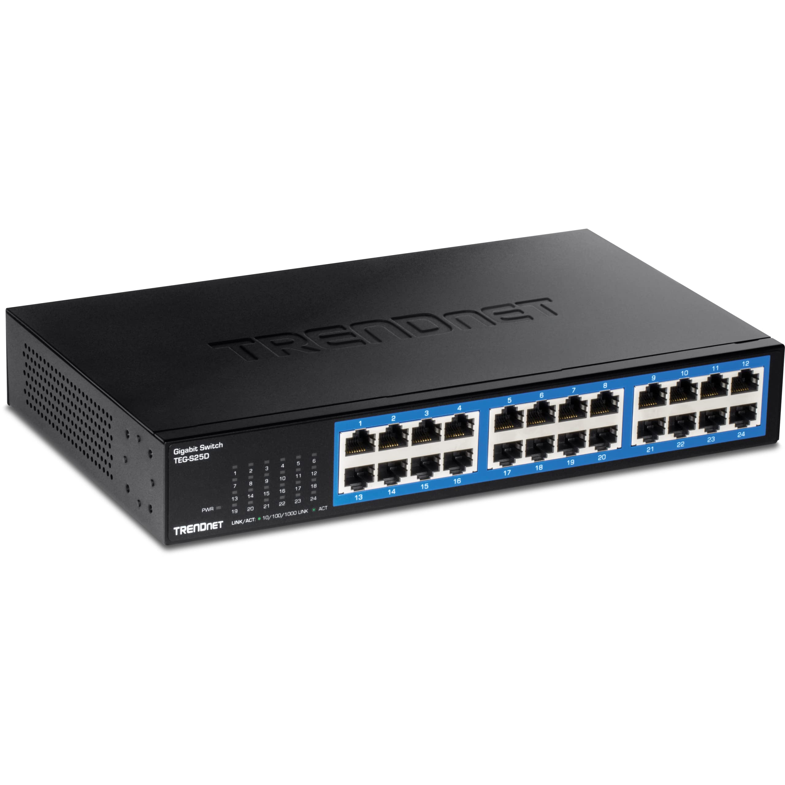 Trendnet 24 Port Gigabit Desktop Switch Teg S25D 24 X Gigabit Rj 45 Ports 48Gbps Switching Capacity Fanless Design Metal Enclosu