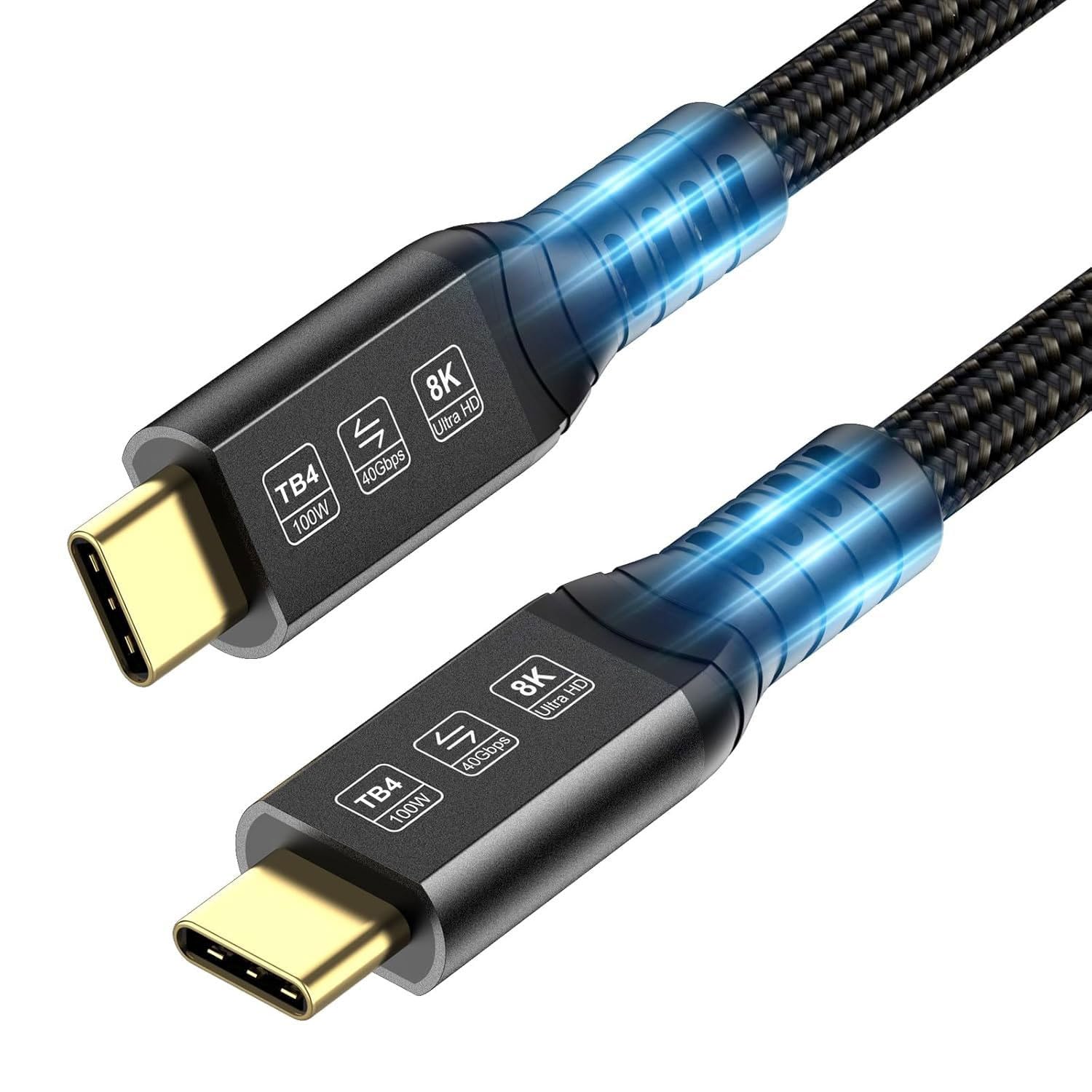 Connbull Thunderbolt 4 Cable Long 10Ft 40Gbps High Speed Usb C Cable Supports 100W Charging And 8K Display Compatible With Thunderbolt 3/ Usb4 Monitor, Macbook Pro, Ipad And More