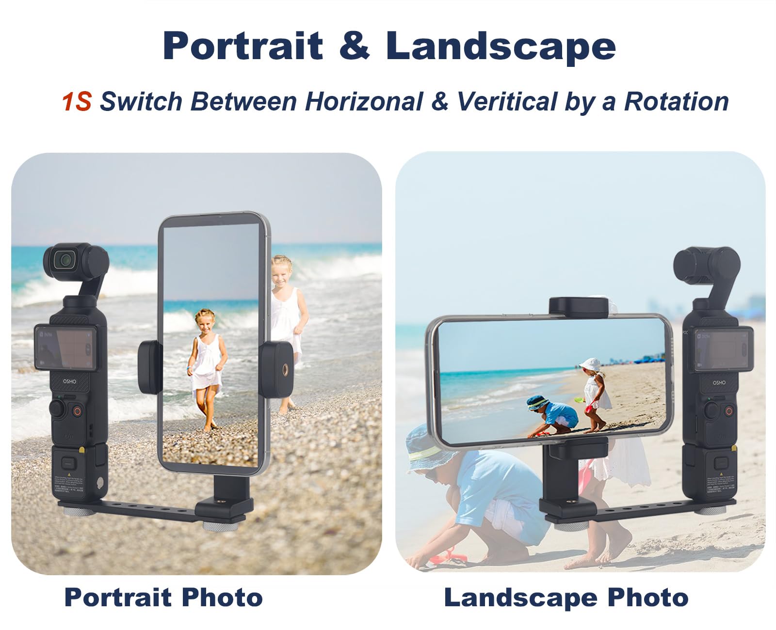 Pocket 3 Phone Holder Mount, 360 Rotate 90 Tilt Phone Clip With 1/4'' Cnc Metal Expansion For Dji Osmo Pocket 3 Insta 360 X5 X4,