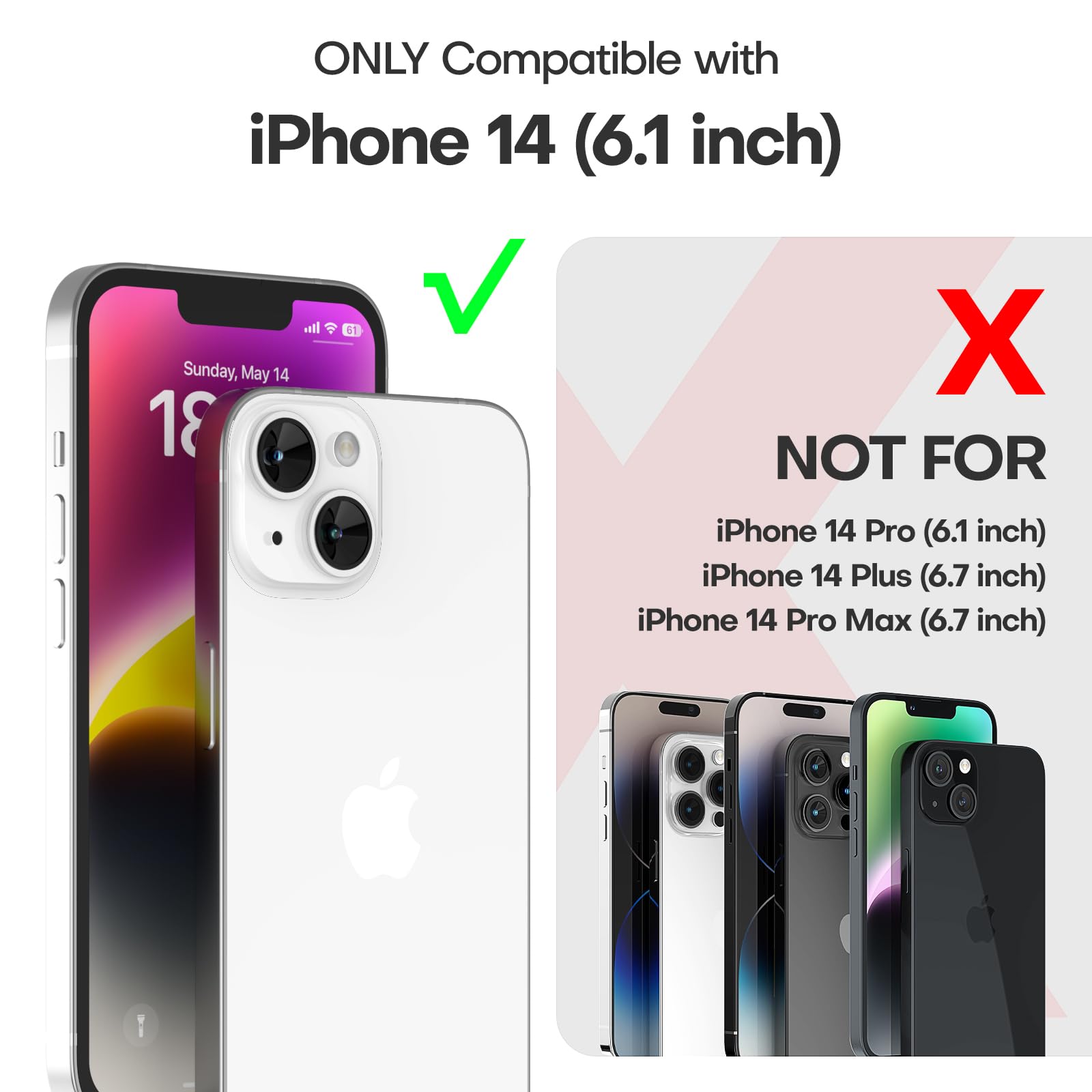 Tauri 3 In 1 For Iphone 14 Case Glitter, [Not Yellowing] With 2X Screen Protector, [Military Grade Drop Protection] Bling Cute S