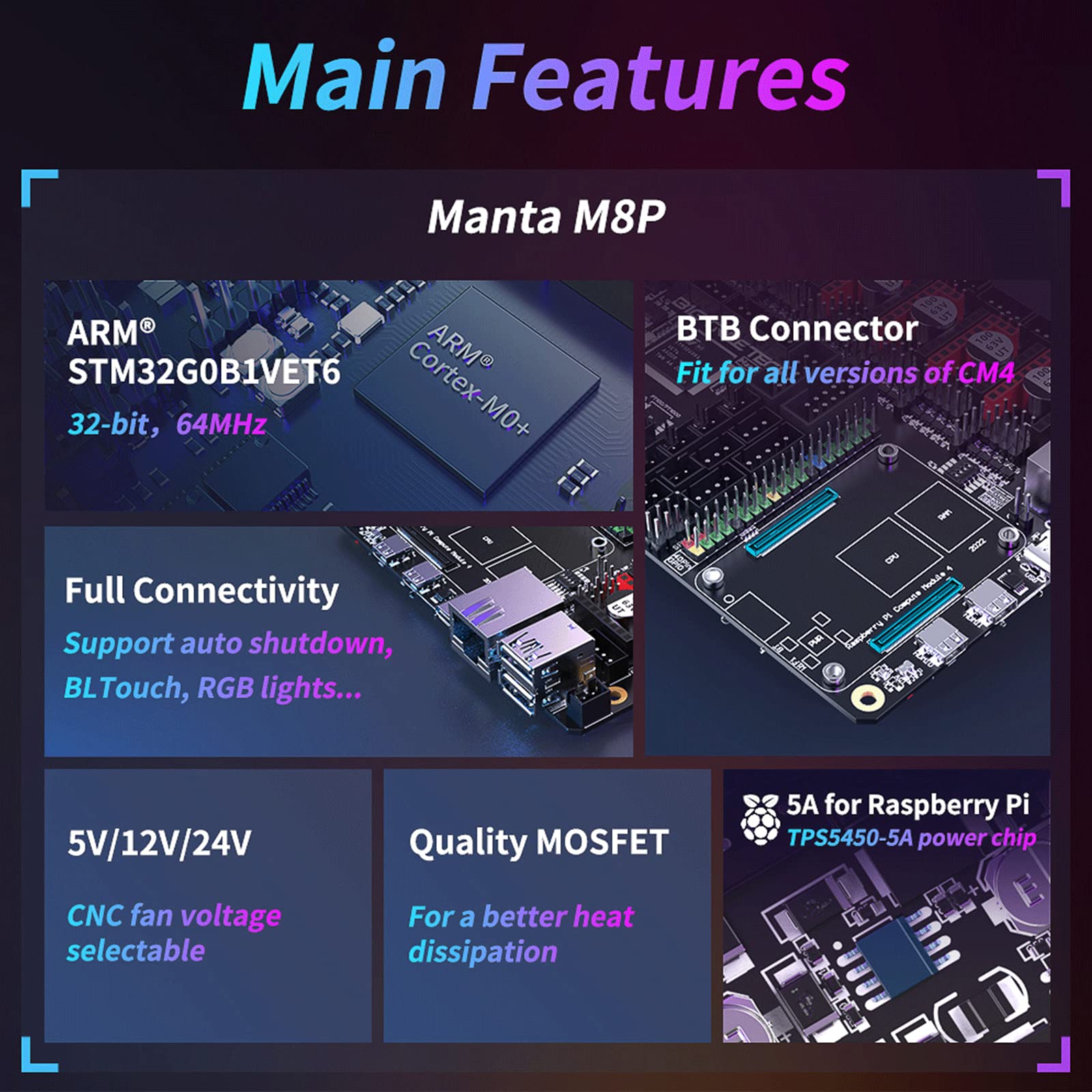 Bigtreetech Manta M8P V1.1 Control Board 32Bit, Integrated Motherboard Uses With Cb1 V2.2 Support Klipper Firmware, Compatible T
