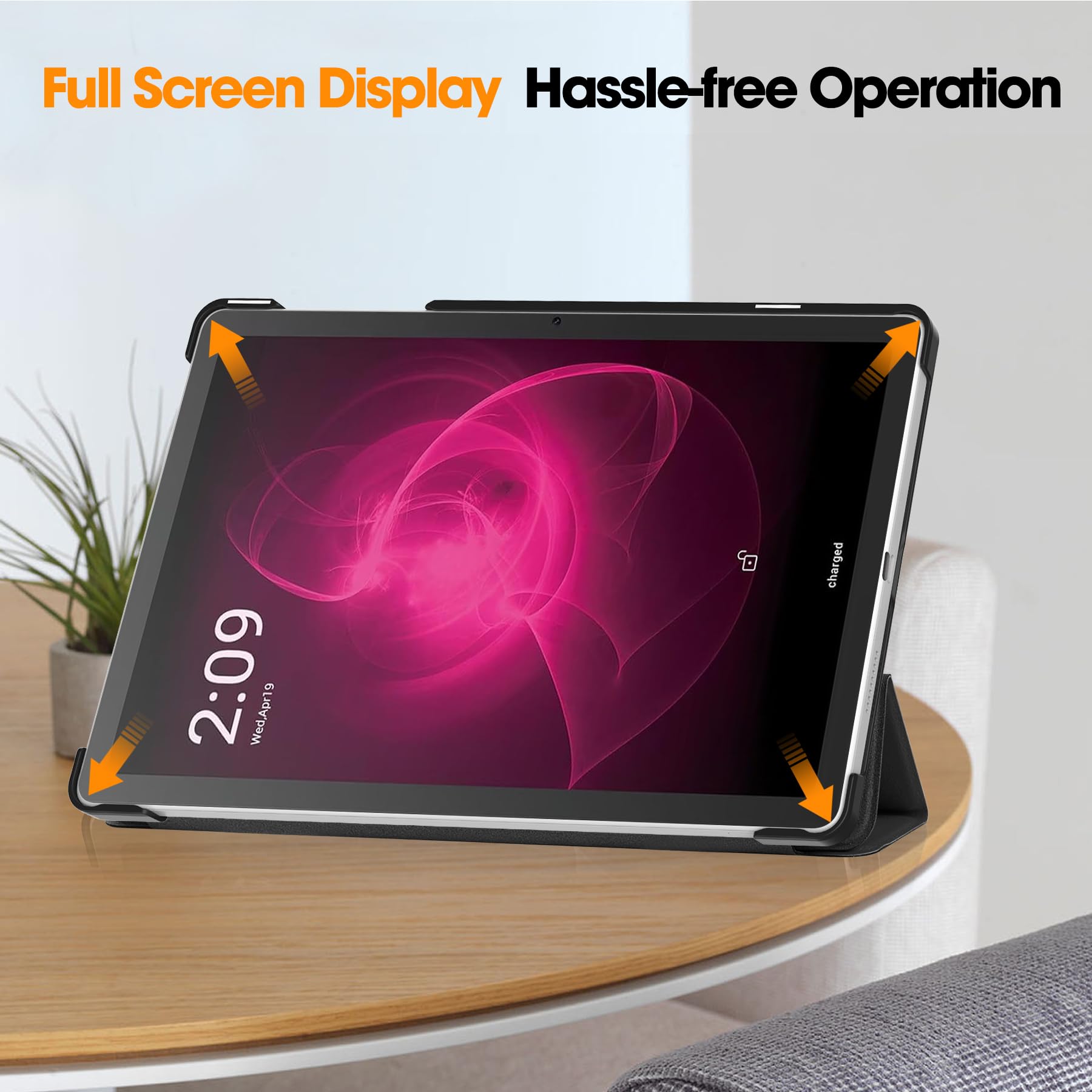 Kepuch Custer Case For T Mobel Revvl Tab 5G 10.36'',Ultra Thin Pu Leather Hard Shell Cover   Black