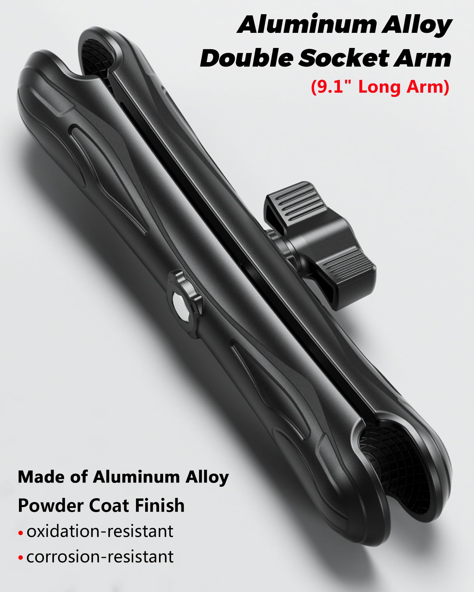 Vazeswin Double Socket Arm 9.1'' Aluminum Alloy Long Arm Compatible With Ram Mount C Size 1.5'' Ball Components