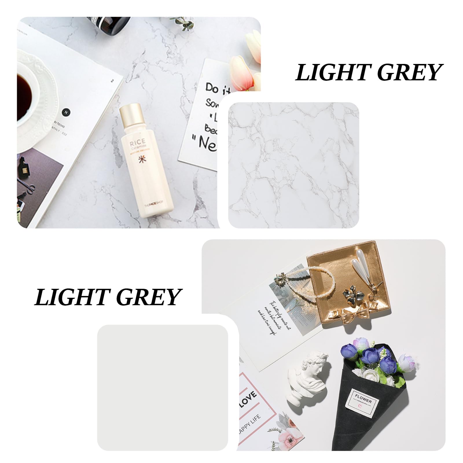 2 Pcs Boards Photo Backdrop 2 Marbles Texture For Flat Lay, Food Photography Background 24X24 Inch, Beiyang (Marble+Marble)