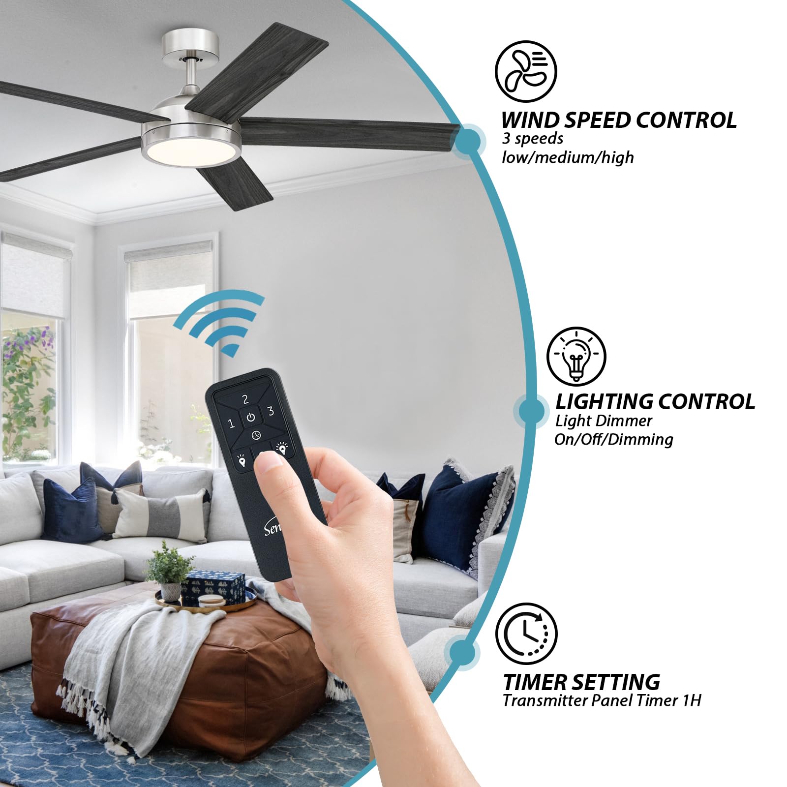 Ceiling Fan Remote Replacement, 3 Speed Universal Ceiling Fan Remote Control Kit With Light Dimmer, Ceilig Fan Light Switch For