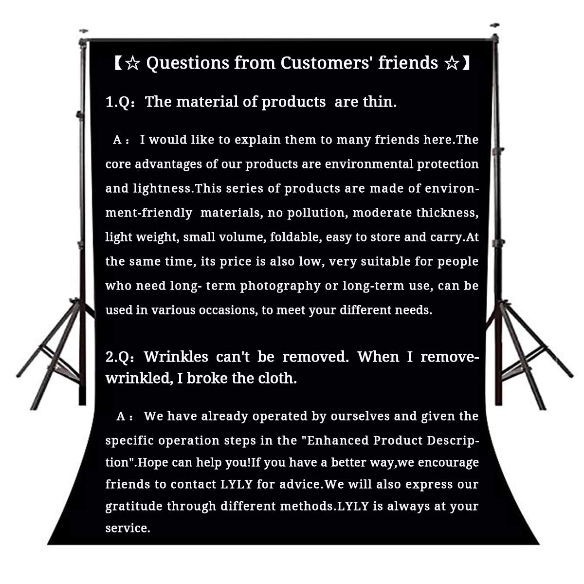 Lylycty County Background 5X7Ft Non Woven Fabric Solid Color Black Screen Photo Backdrop Studio Photography Props Ly062