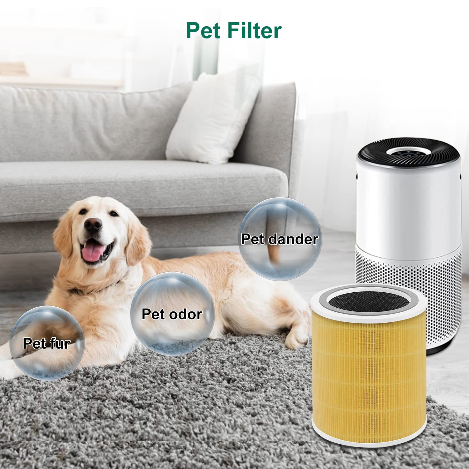 Nxbhg Core 400S Pet Allergy Replacement Filter Compatible With Levoit Core 400S, 3 In 1 Filter, Activated Carbon Filtration, Com