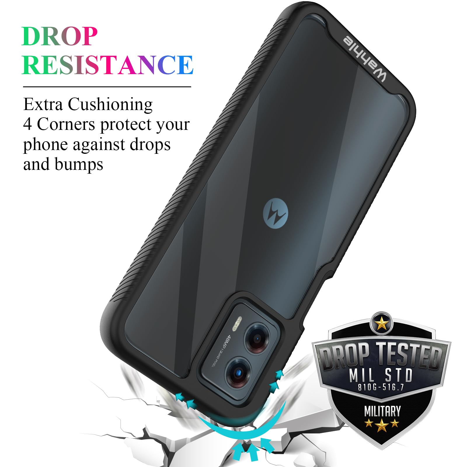 Wahhle Compatible With Moto G 5G 2023 Case, Moto G Power 5G 2023 Case, Built In Screen Protector Full Body Shockproof Slim Fit B