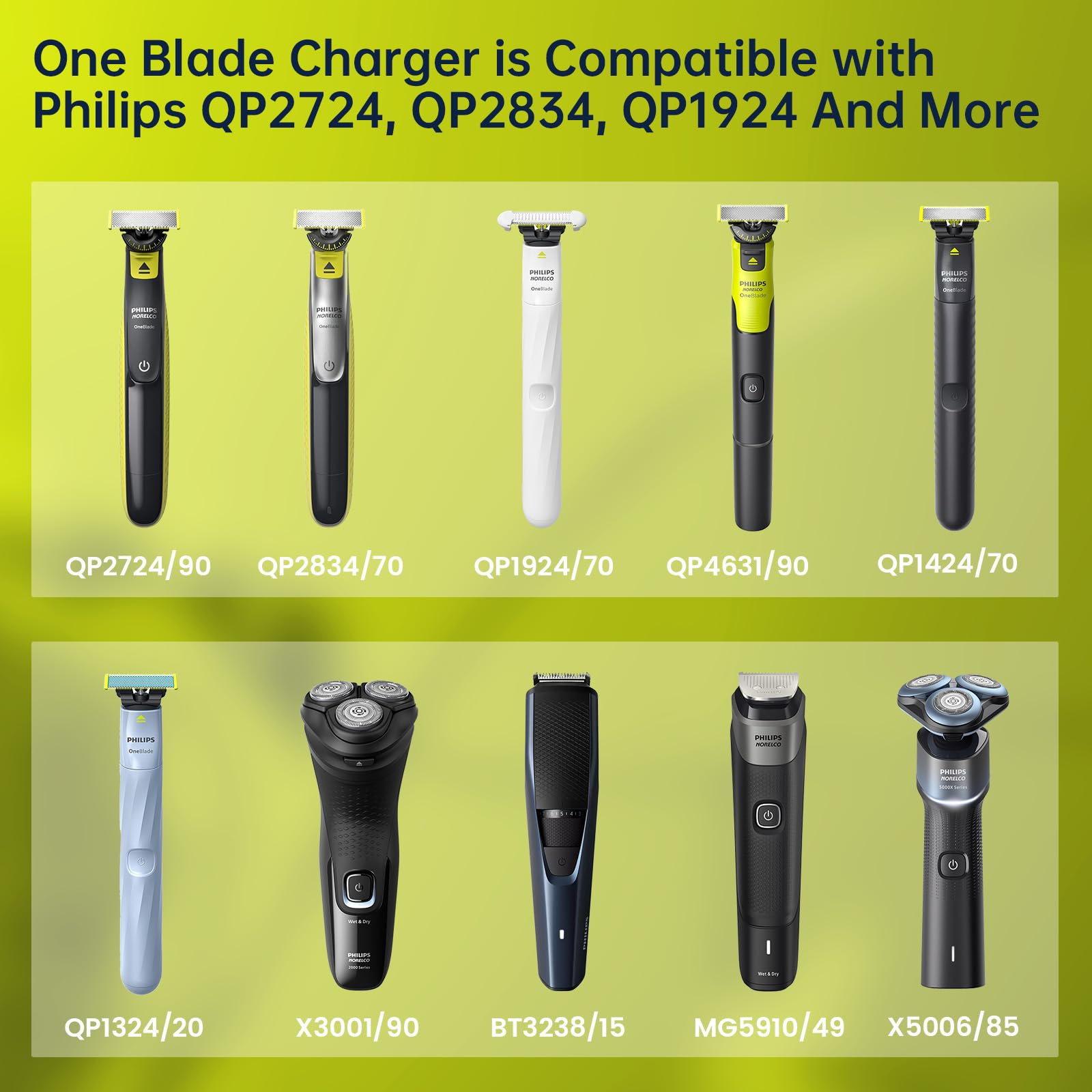 Charger Cord For Philips Norelco Oneblade Qp1924, Charging Cable For Philips Beauty Lady Electric Shaver Series 6000 8000, Brl14