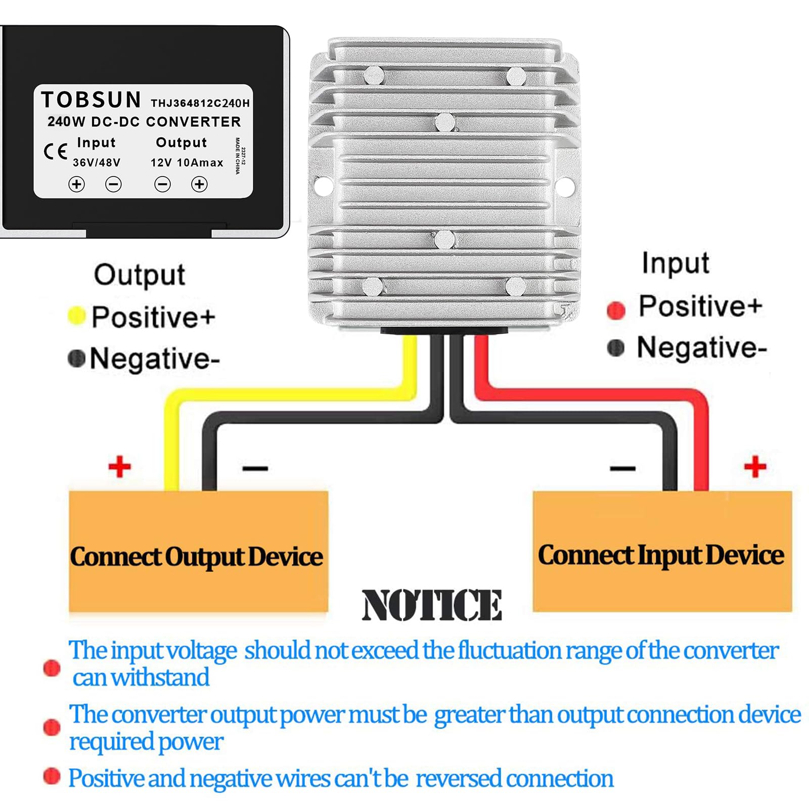 Dc Dc 20A 240W 12V Converter 36V/ 48V Step Down To 12V Dc Converter Voltage Regulator Reducer With Fuse Waterproof Module Transf