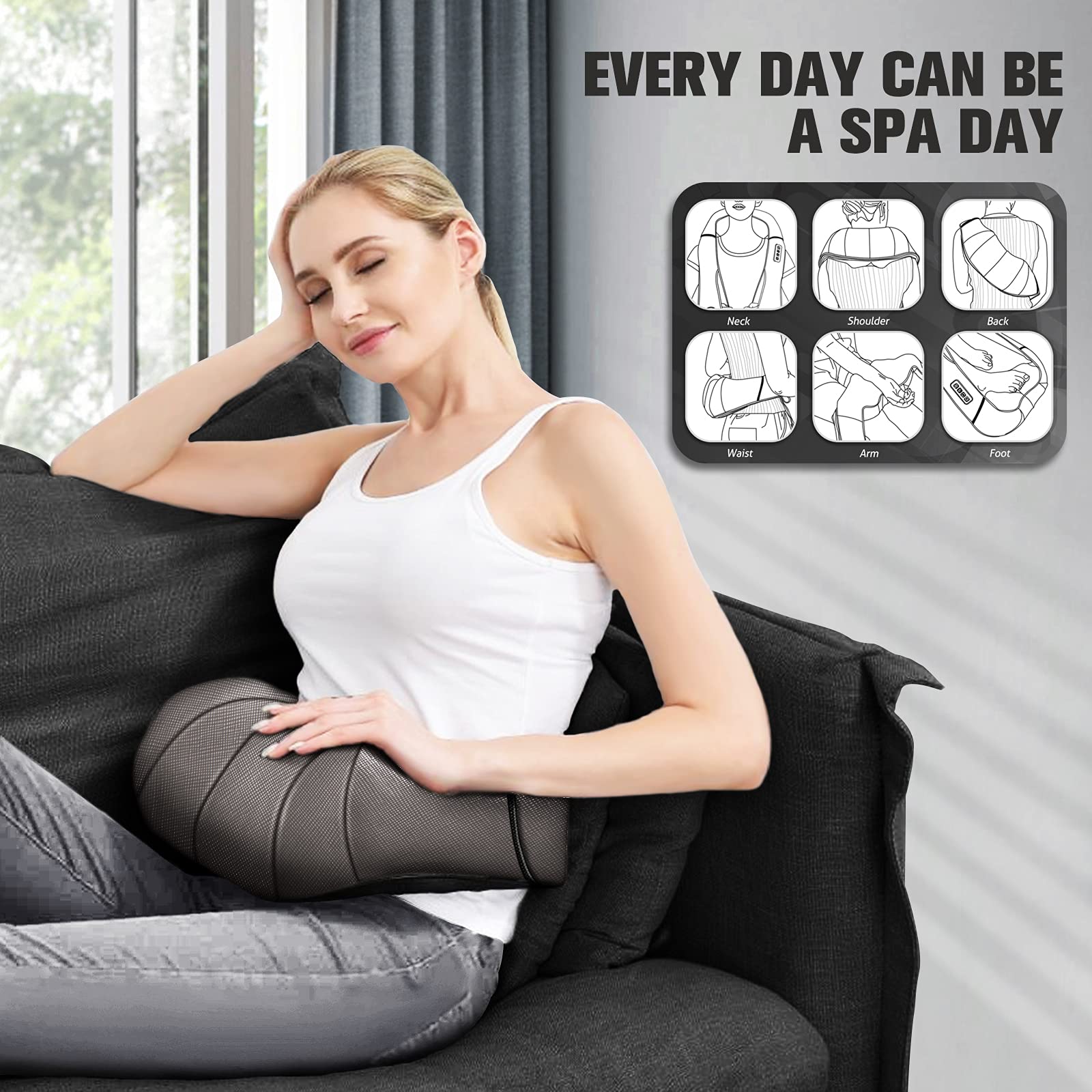 Neck Massager Gift For Family/Friend, Back Neck Massager With Heat, Shiatsu Back Massager Kneading Shoulder Massager, Electric M